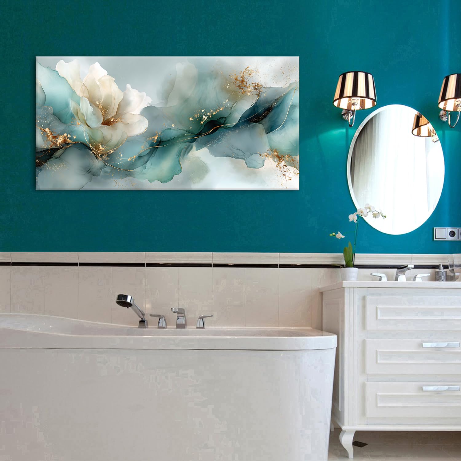 AIYISU Fleur Impression sur Toile Decoration Murale Peinture 20x40in Tableaux Decoratifs Muraux Décoration Moderne Abstraite Fleur Tableau Decoration Murale Salon Chambre Bureau - Prêt à Accrocher