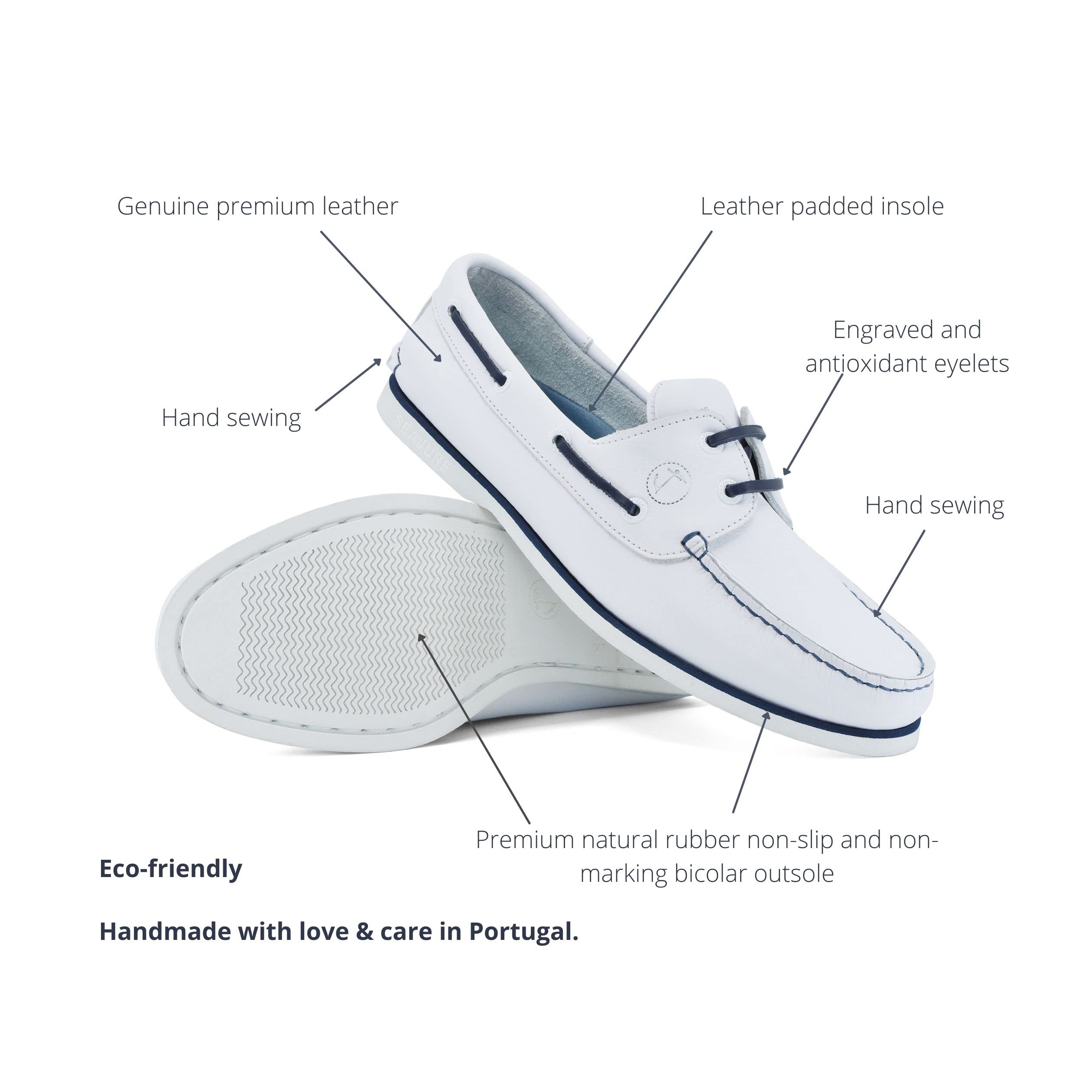 Seajure Damen Bootsschuhe Sauvage Weiß und Marineblau Leder