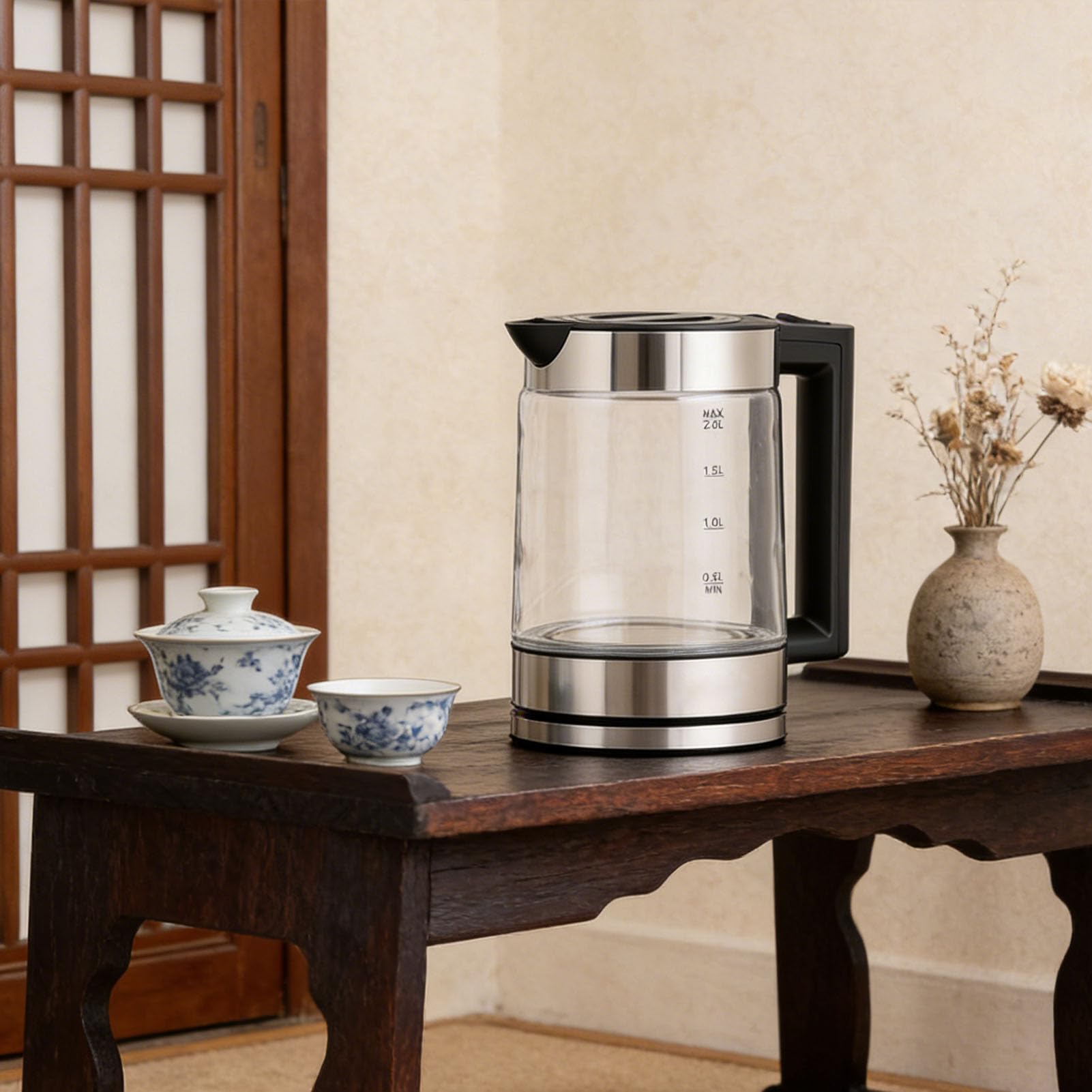 Dpofirs Hervidor Eléctrico con Infusor de té, Hervidor de té Turco, Tetera Eléctrica de Doble Olla, Ebullición Rápida (EU)