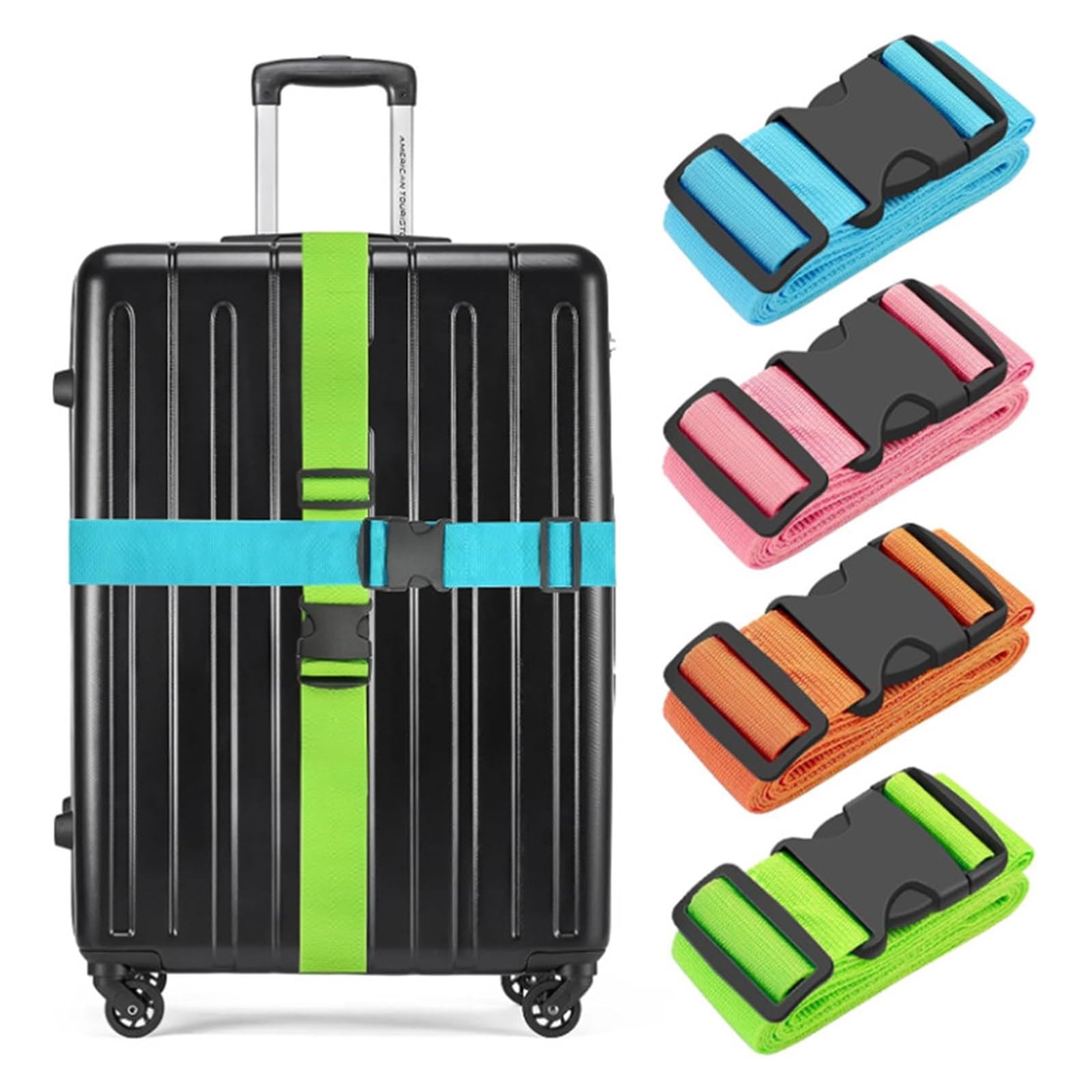 Correas de equipaje para maletas, 6/12/24 piezas, correas de equipaje de forma recta para maleta, cinturón de poliéster con hebilla de liberación ajustable, accesorio de viaje (BH123094-B4)