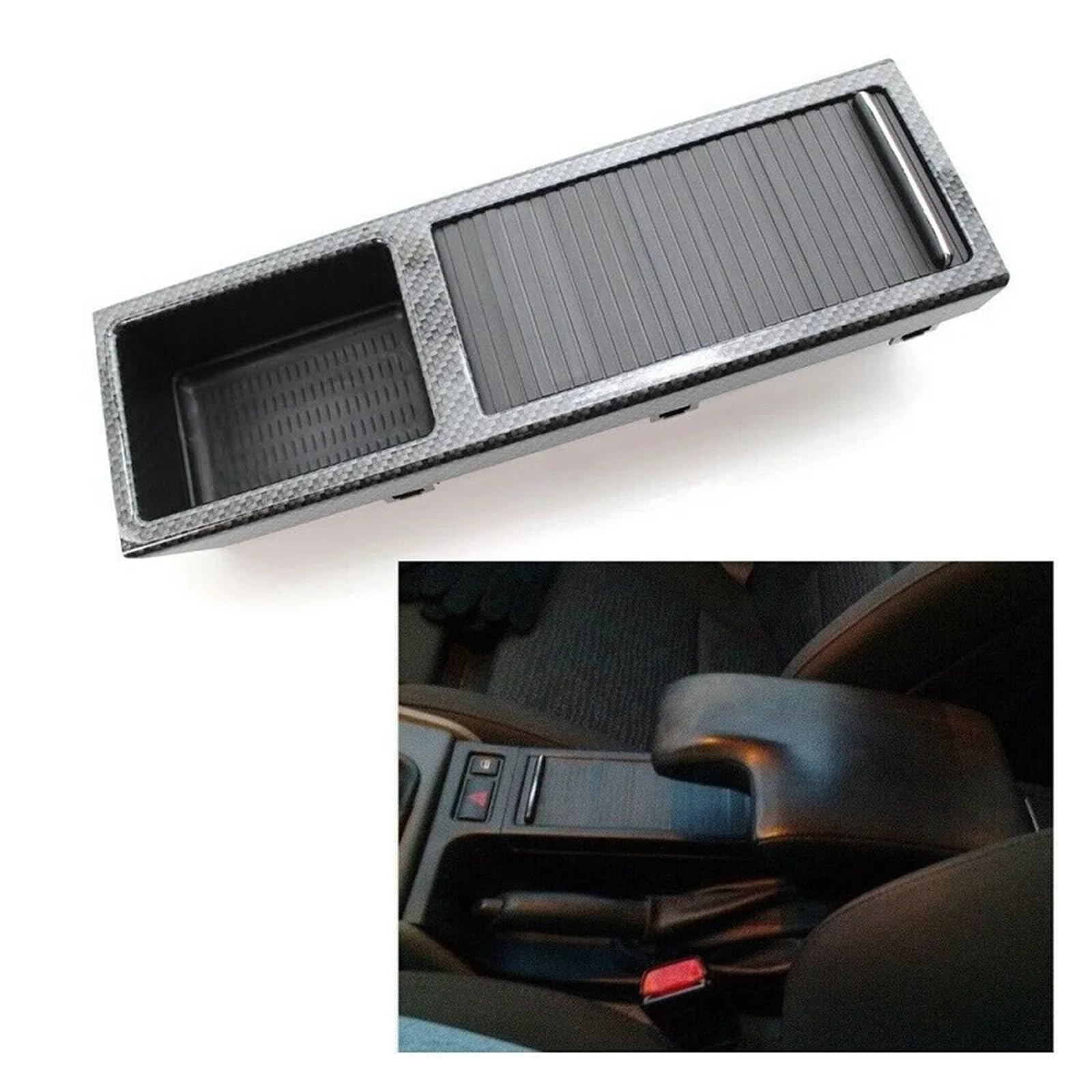 Compatible con portavasos de Coche Serie 3 E46, Consola Central Delantera, Caja de Almacenamiento for Monedas de 1998 a 2007(Black)