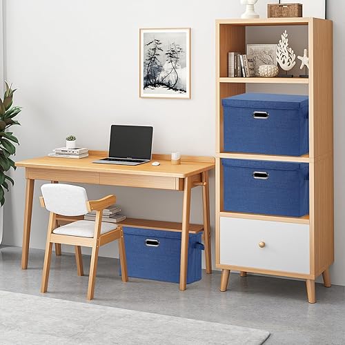 Miniatura 6 de Contenedor de almacenamiento plegable con tapa paquete de 3 canasta de almacenamiento plegable de tela con cubierta para uso doméstico y de oficina