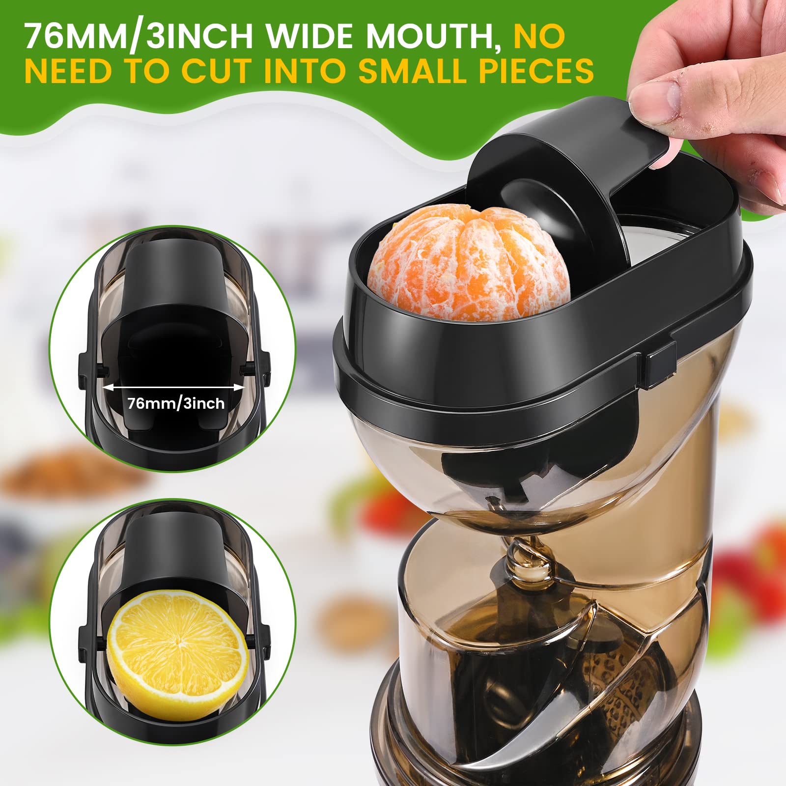 Estrattore Frutta e Verdura Slow Juicer 200W Estrattore di Succo Professionale rotazione inversa pulizia automatica per succo e sorbetto