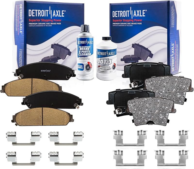 Kit de pastilhas de freio cerâmicas dianteiras e traseiras Detroit Axle para Chrysler 300, Dodge Challenger, Charger e Magnum – 6 peças