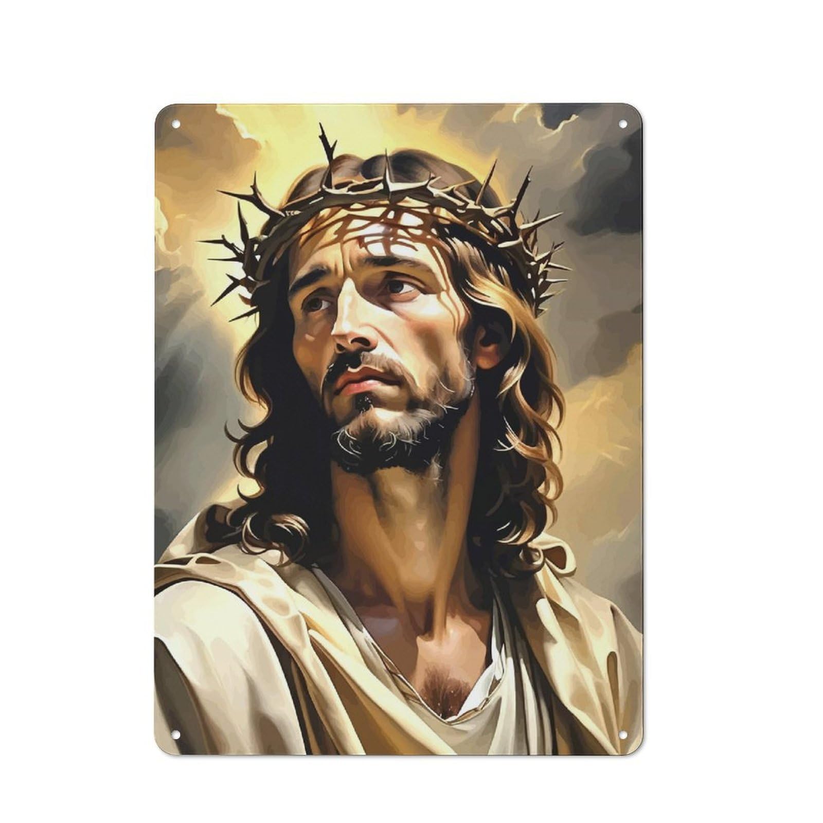 Jesus Wears A Crown of Thorns Metal Wall Sign 40x30cm, Nostalgic Classic Pub Decor for Pub, Home Bar, Shed Or Man Cave