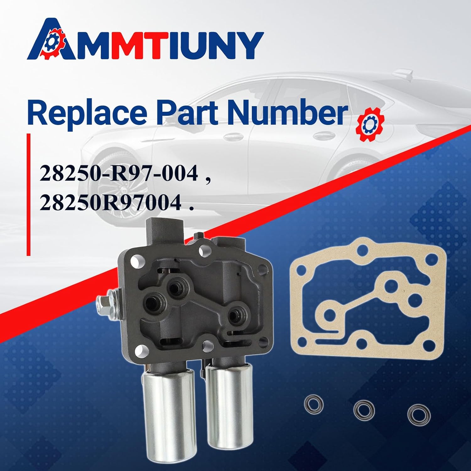 Transmission Dual Linear Solenoid with Gasket Set 28250-R97-004 Compatible with Accord Crosstour Odyssey Pilot Ridgeline 3.5L V6 Acura RDX RL TL TSX Clutch 28250R97004