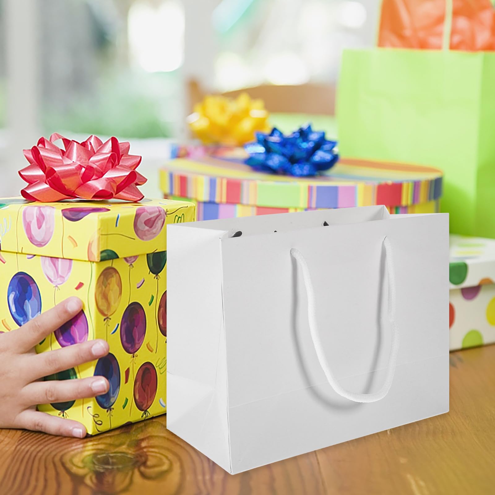 STOBAZA 20 Bolsas de Obsequio de Papel y Algodón Reutilizables y Ligeras para Dulces y Galletas en Fiestas de Cumpleaños y Bodas