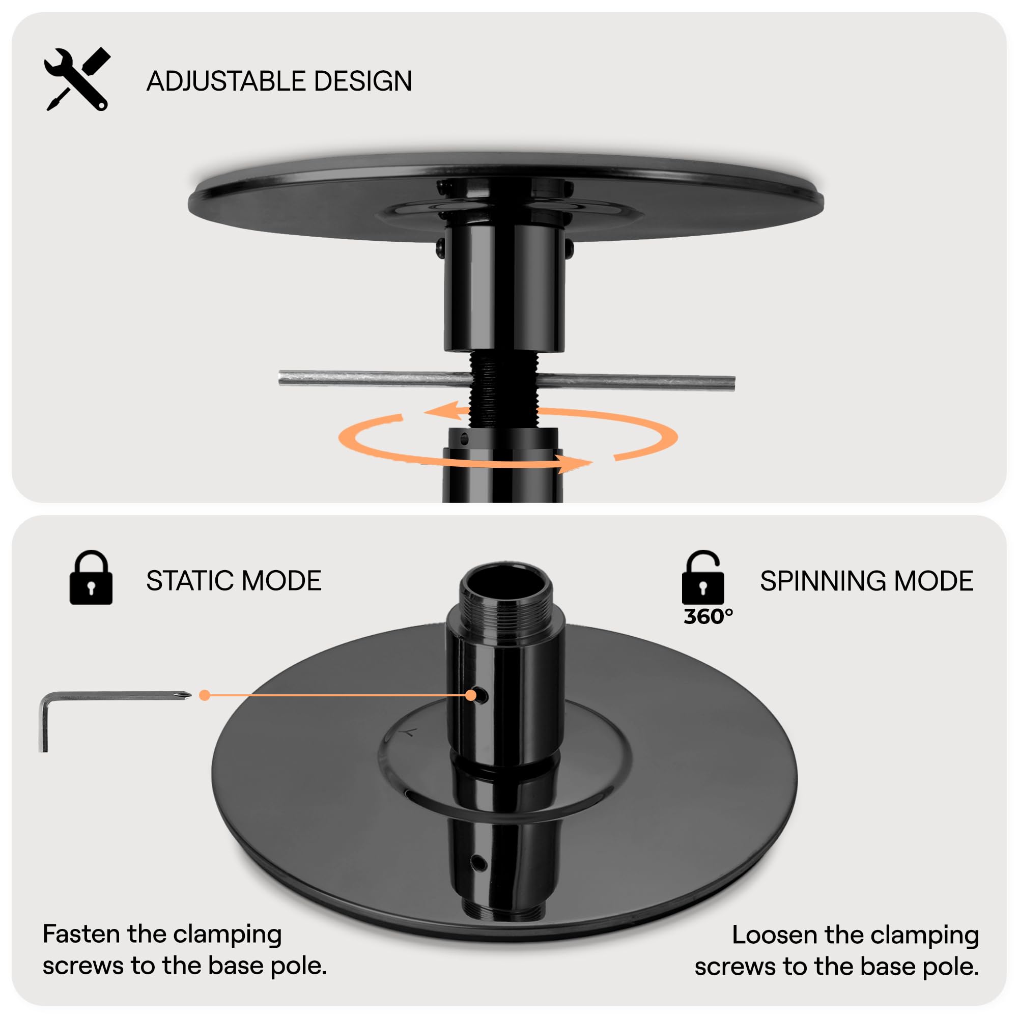 SereneLife Professional Spinning Dance Pole, 45mm Portable Exercise Pole for Fitness – Durable Steel Build, Anti-Rust Finish, Suitable for Home, Club, Gym, Party, Pub