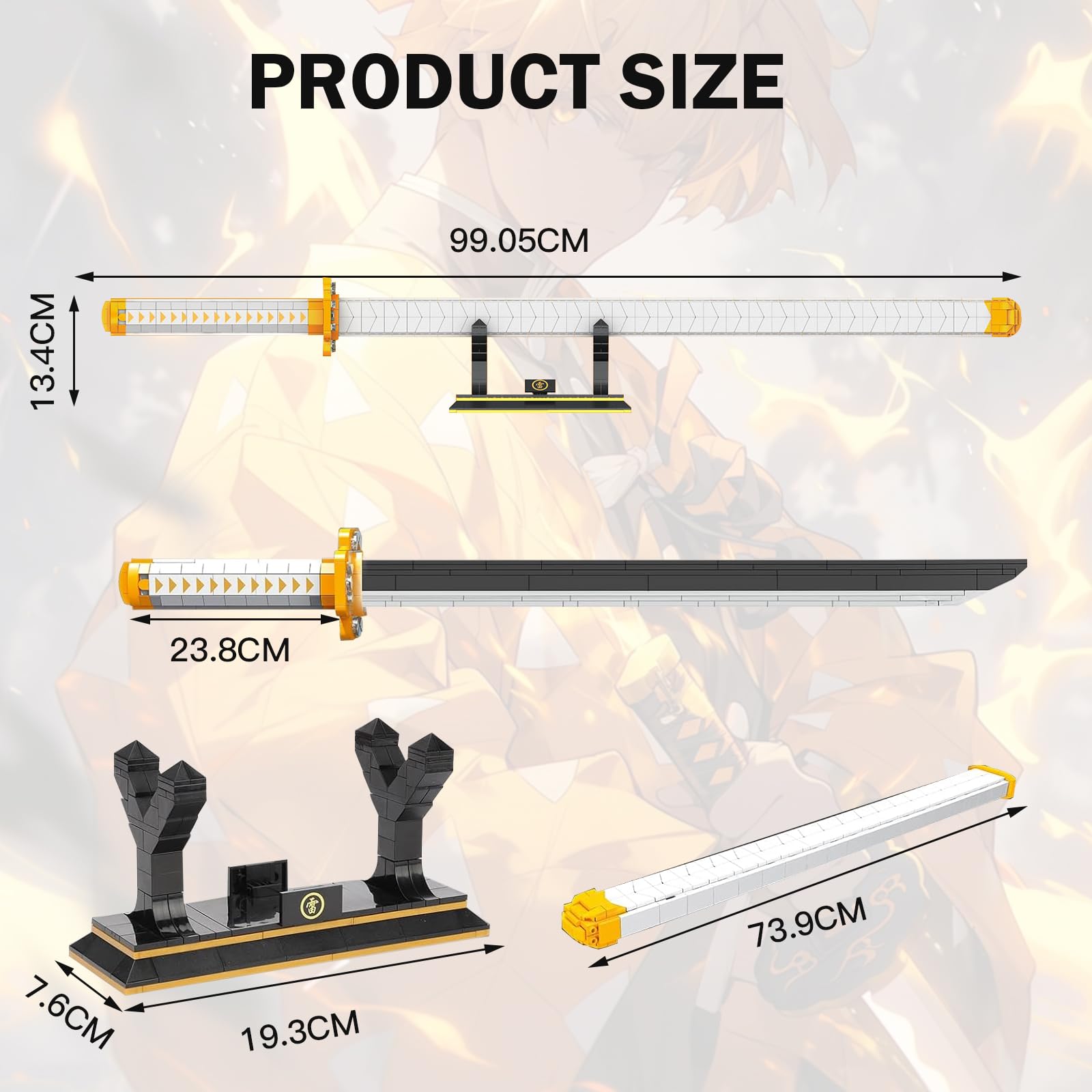 Espada Zenitsu Agatsuma 99cm Katana Demon Slayer Bloques Construcción 956 Piezas