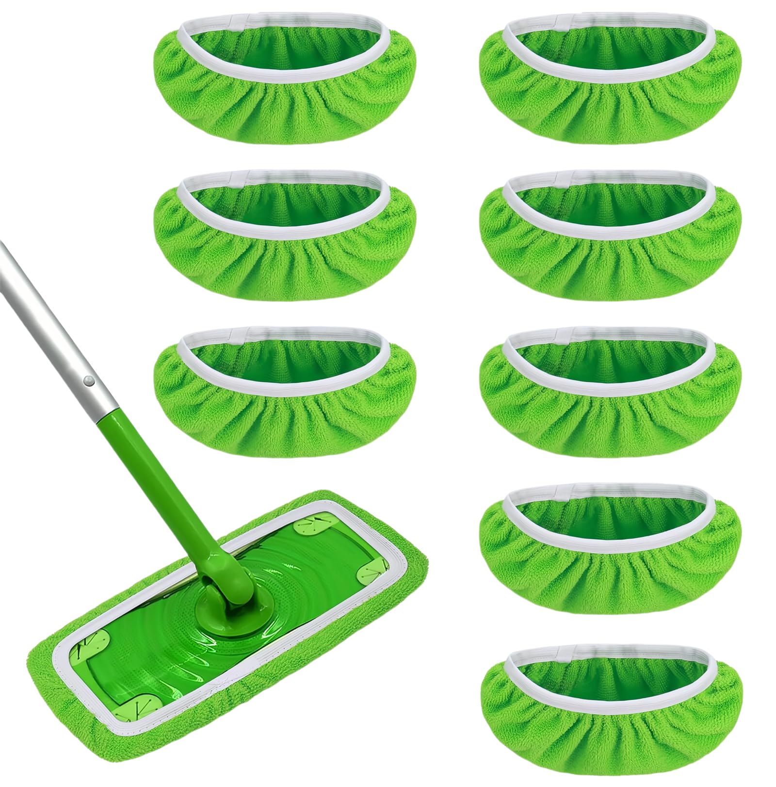 8 Pièces Chiffons Réutilisables Microfibre 25x11,5cm - Tampons Vadrouille Humide & Sec