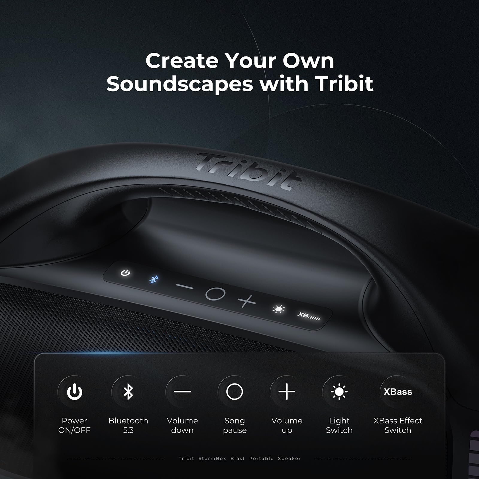 Tribit StormBox Blast Enceinte Bluetooth Puissante, 90 W | XBass, 30 h d'autonomie, IPX7 étanche, Bluetooth 5.3, EQ personnalisé, lumières LED, appairage TWS, camping, plein air, plage