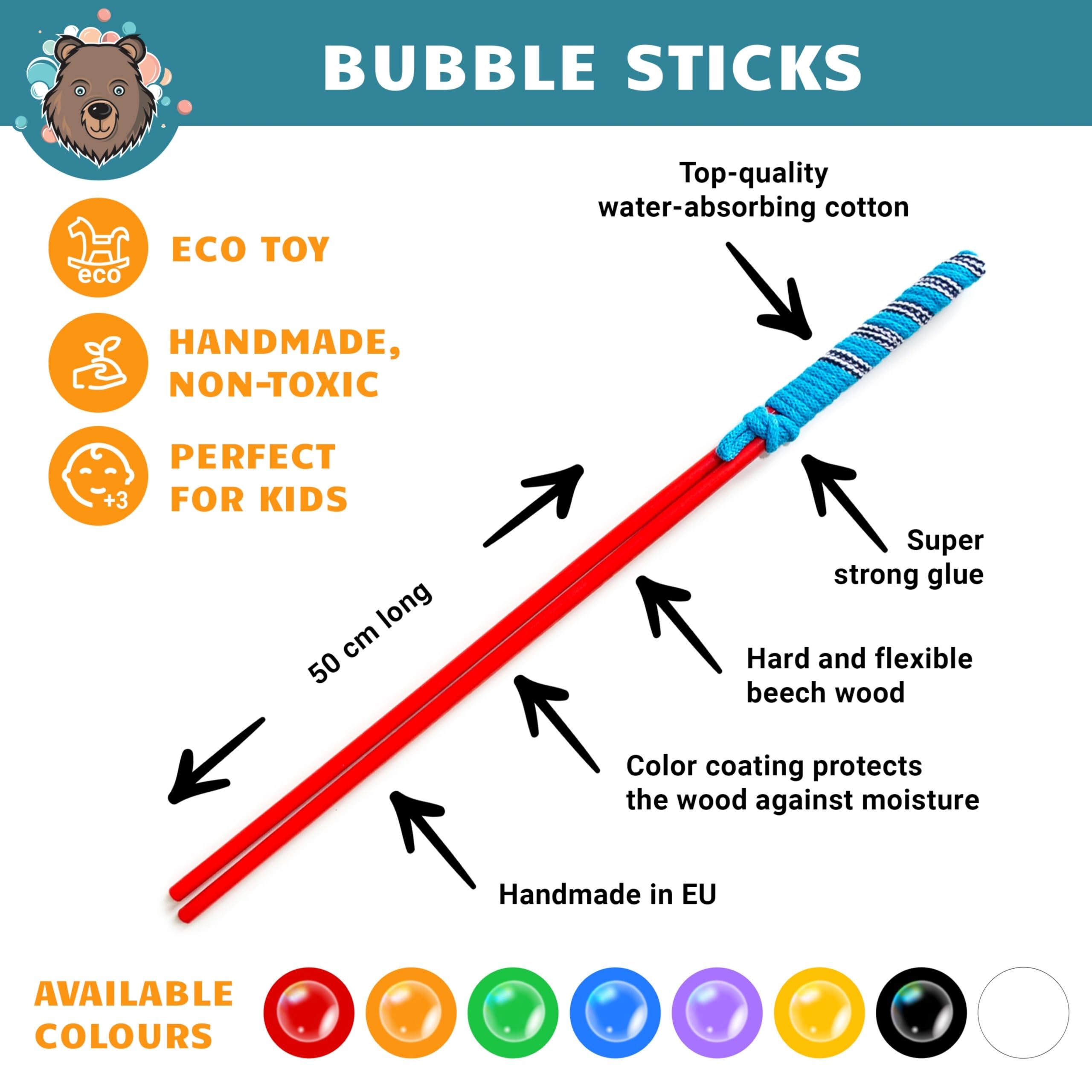 Bubble Brothers Riesenseifenblasen Set 8 Seifenblasenstäbe 5L XXL Seifenblasen für Kinder Erwachsene Outdoor Spielzeug