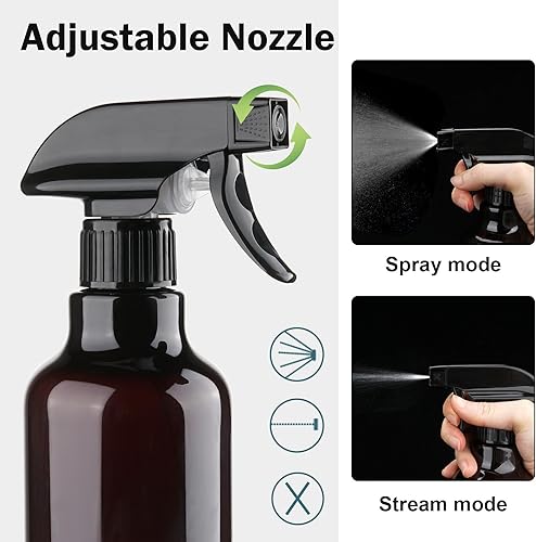 Miniatura 3 de Botellas pulverizadoras de plástico vacías de 16.9 onzas líquidas, paquete de 2 botellas de pulverización resistentes para soluciones de limpieza,