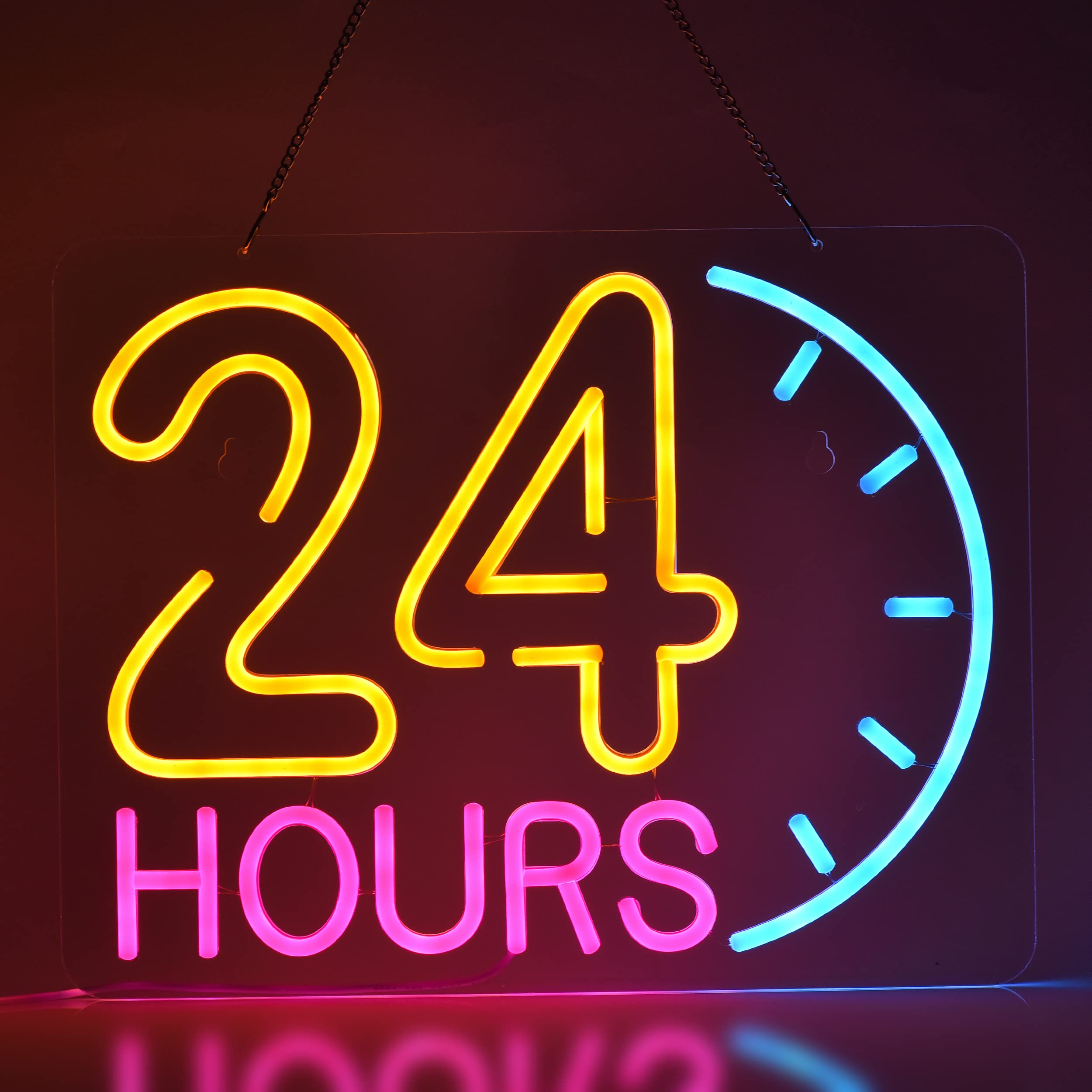 Amazon | JOMOBUTY 24時間営業 ネオンサイン 多階段調光可 LED 24HOURS 