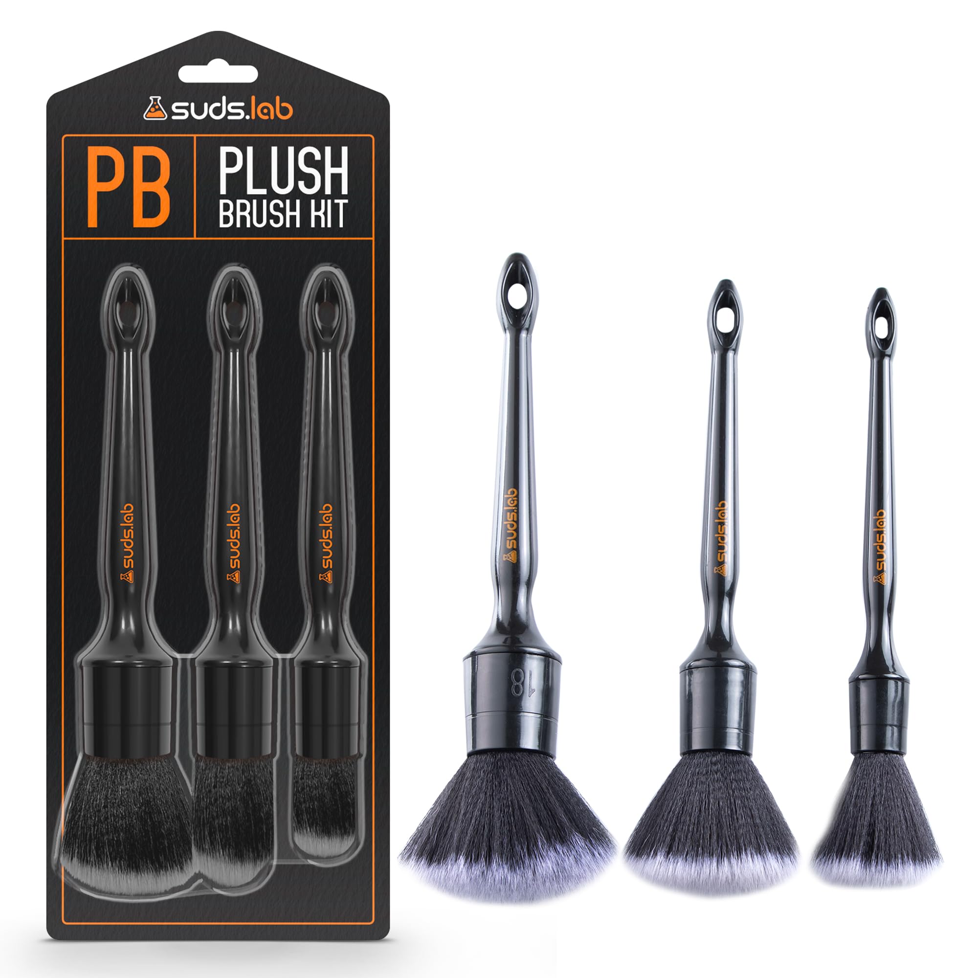 suds.labSuds Lab PB Plush Brush Kit 3 Pack- Ultra-Soft Synthetic Bristle Brushes - Scratch Free Design - Fine Detailing Brushes for Personal and Professional Use