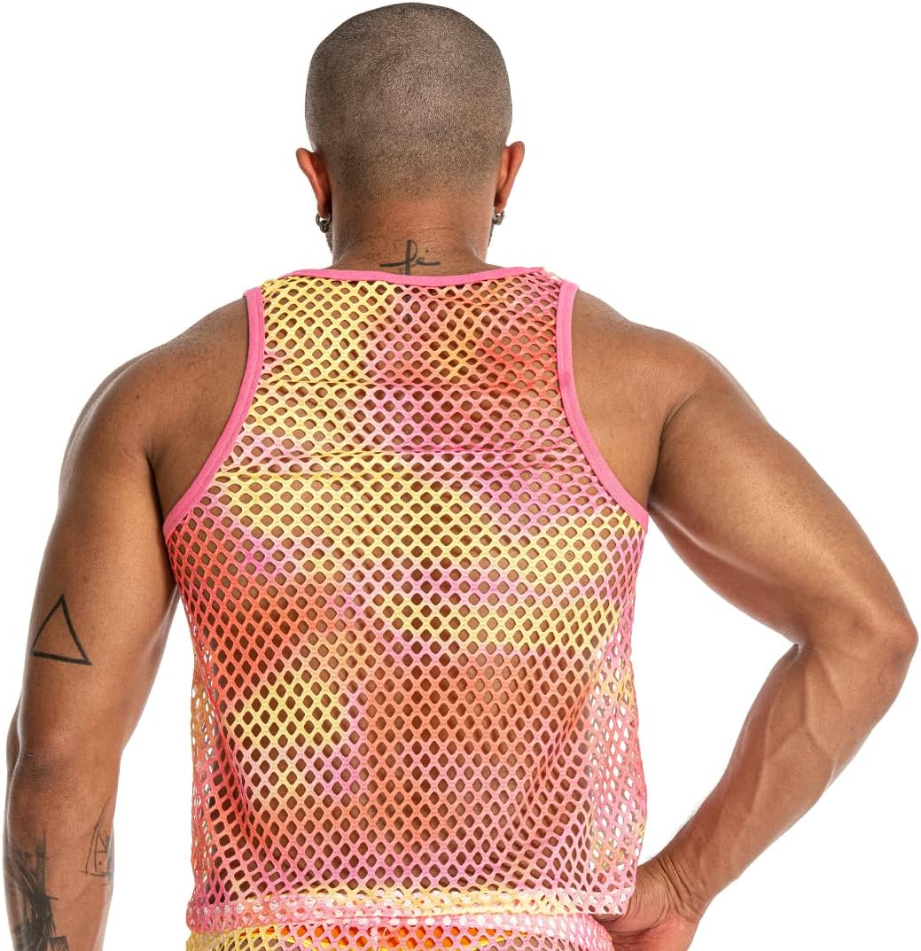 Mens See Through Sleeveless Shirt Mesh Tank Top for Men Crew Neck Fishnet Fitted Muscle Shirt Clubwear - Image 3