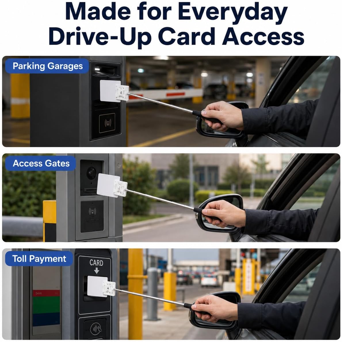 2pcs Telescopic Card Holder, Parking Card Extension Stick, Adjustable Vehicle Swiping for Contactless Car Toll Payment Convenient