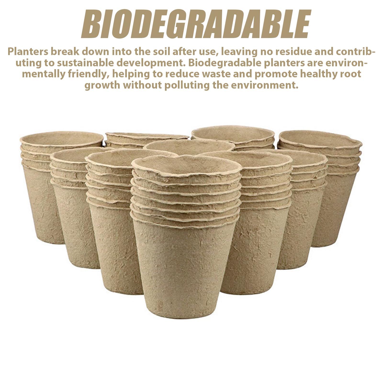 100 Piezas 6×5.5cm Macetas de Semillas Biodegradables: Maceta de Plántulas Biodegradable, Planteros Pequeñas Celulosa, Macetas Semillas Redondas, con Herramientas para Plantar, Invernadero