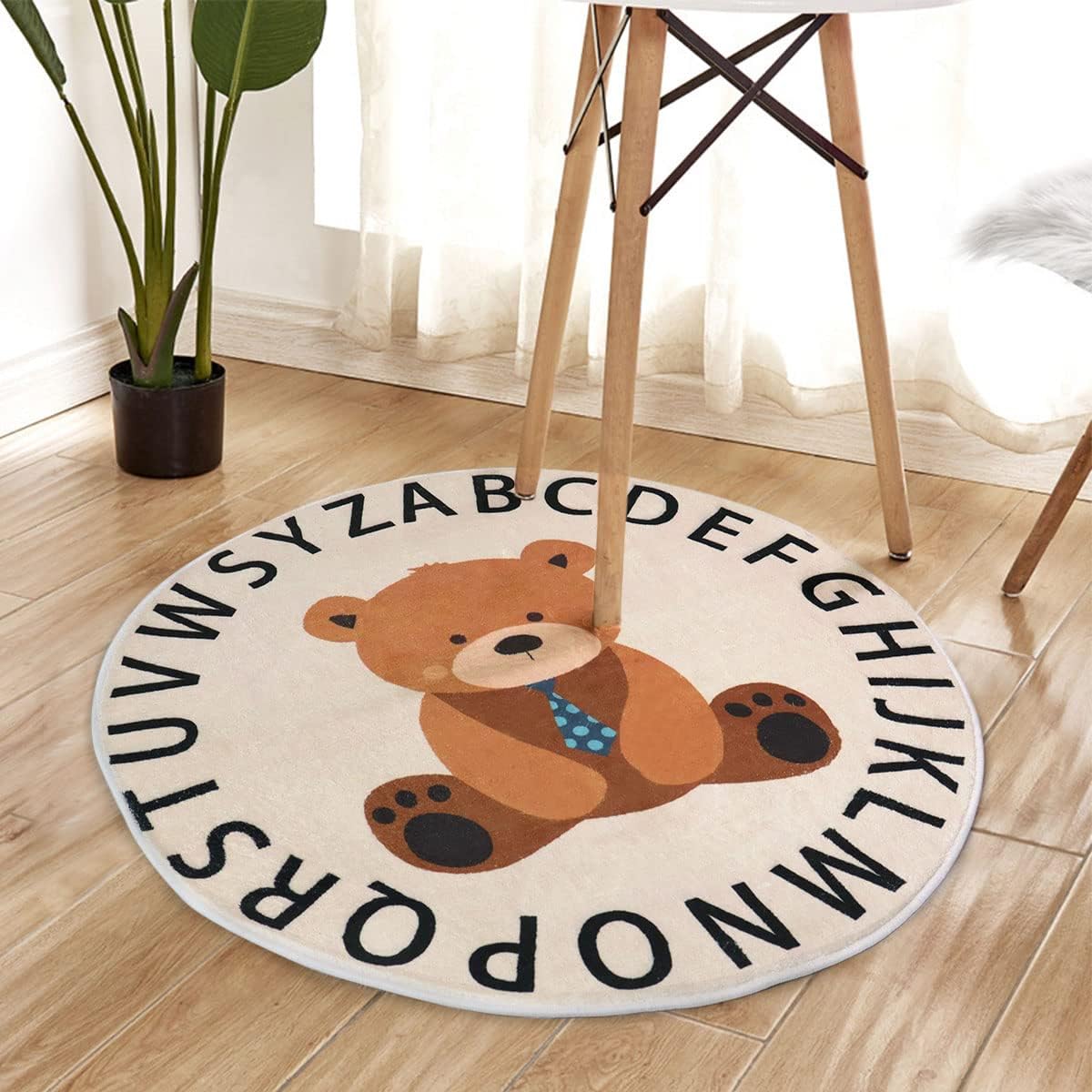ABC Round Rug for Kids Soft Alphabet Nursery Area Rug Boys