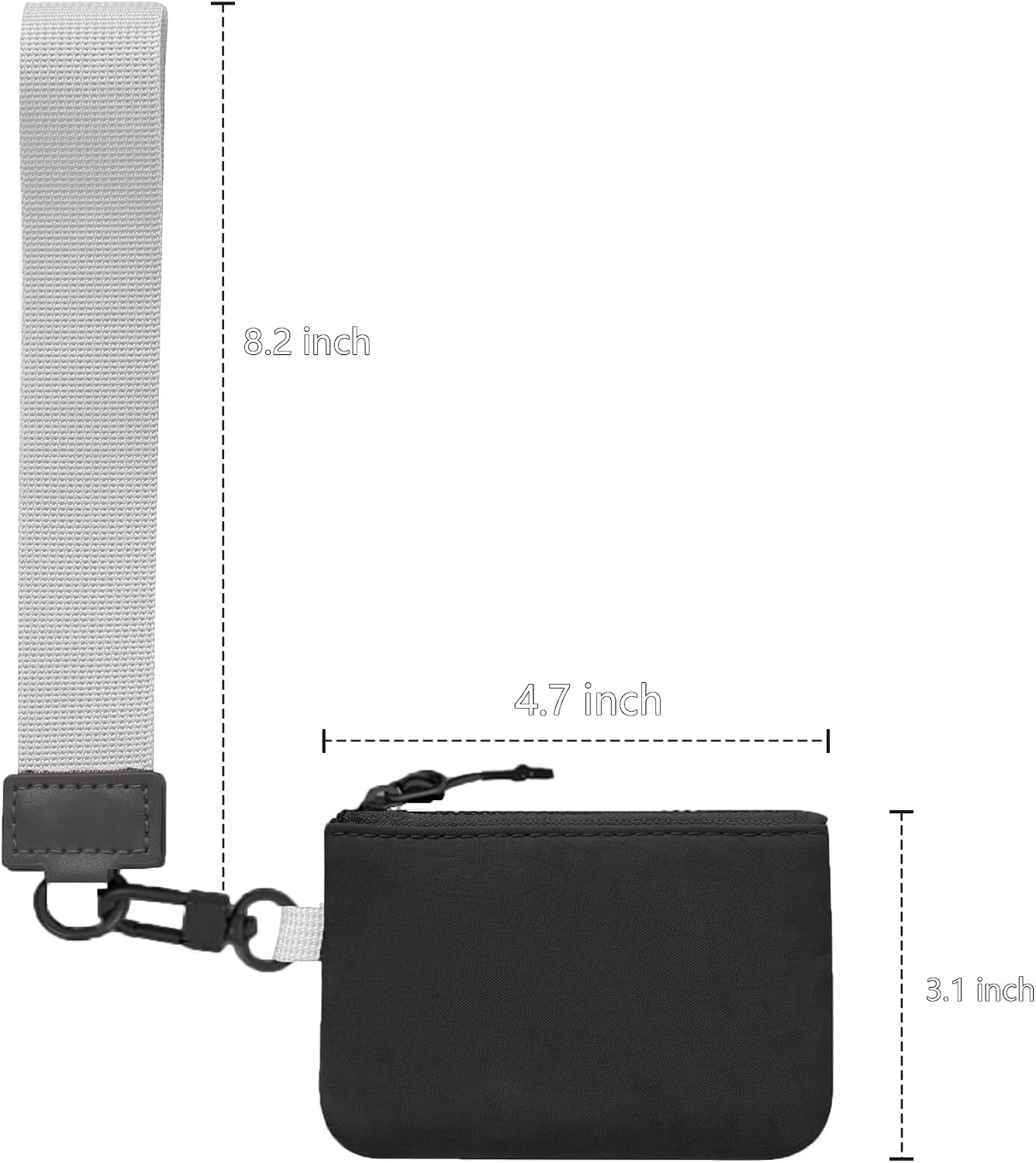 Zip Around Wristlet Wallet,Dual Pouch Wristlet for Women,Mini Women Coin Pocket Detachable pouches Wristlet, Black/Grey
