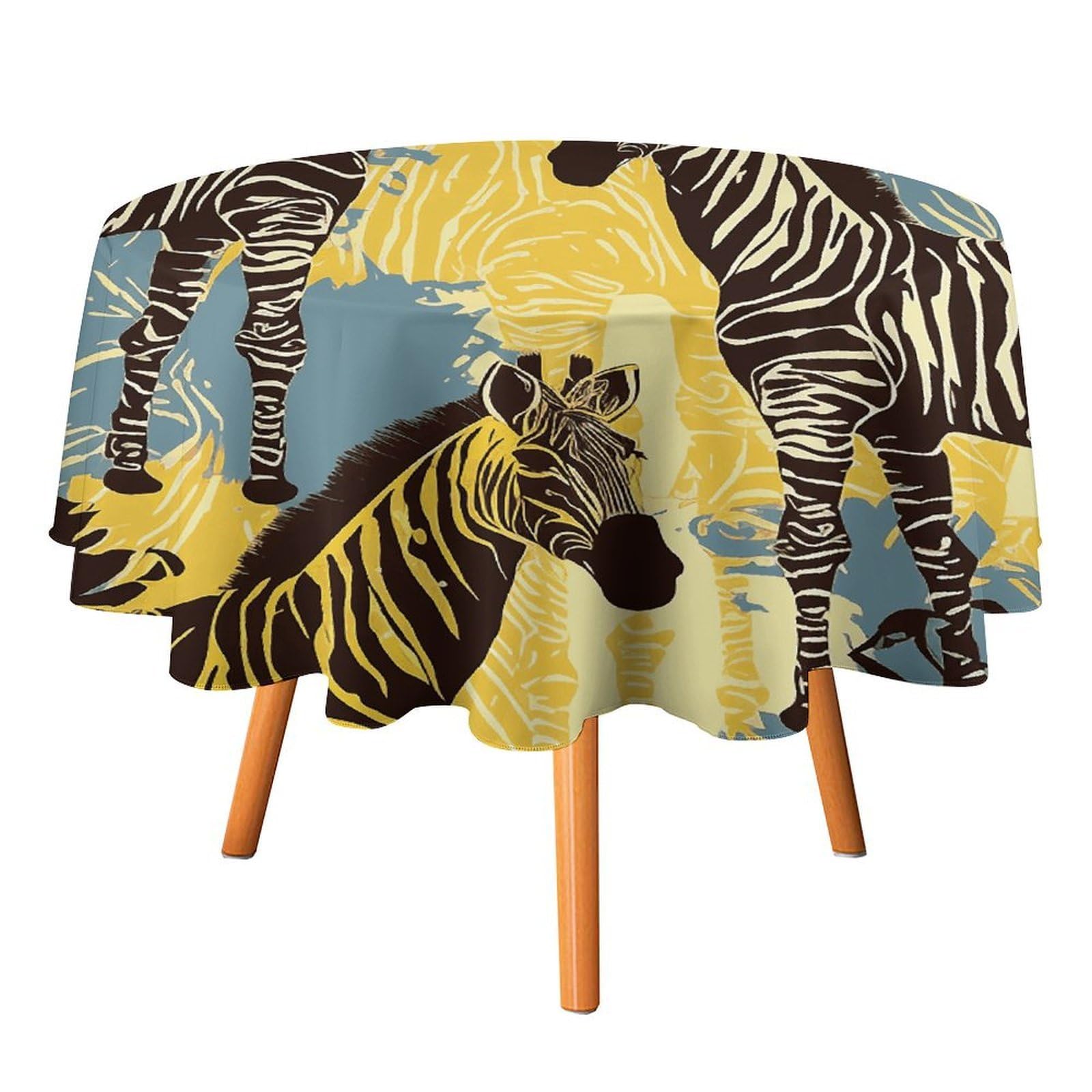 Fekiloot Style Giraffe And Zebra Round Tablecloth - Heavy Duty And Washable,Polyester Decorative Fabric Table Cover,Tablecloths For Kitchen Dining, Wedding, Birthday Party50x50in