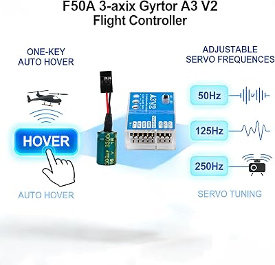Stabilisateur de contrôleur de vol, contrôleur de vol RC, F50 A 3-Axle Gyro A3 V2 Flight Controller Stabilizer System for RC Fixed-Wing Airplane, RC Model Vehicle Parts & Accs Convient aux débutants