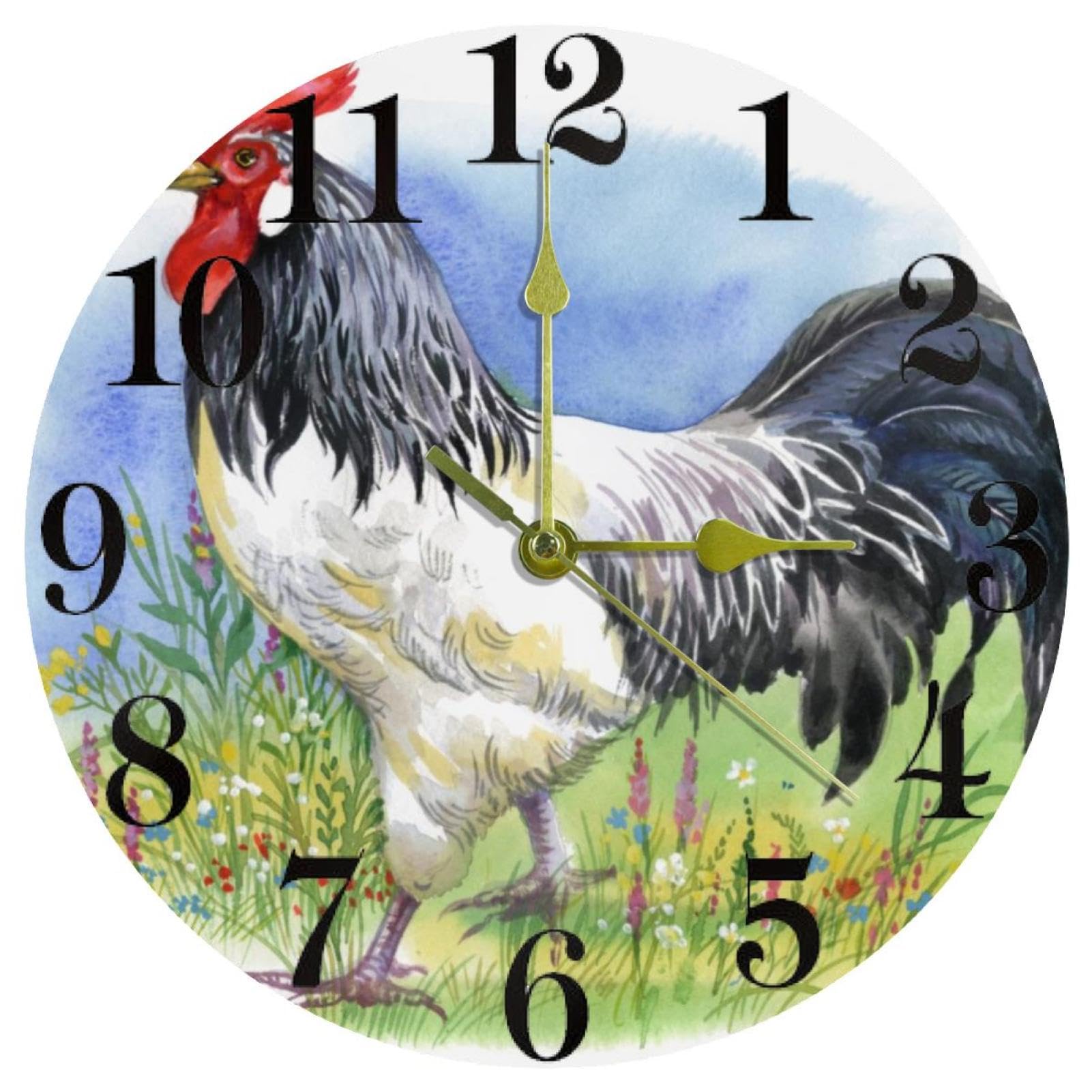 Horloge murale pour homme passionné de nature idée cadeau originale avec motif poule bantam
