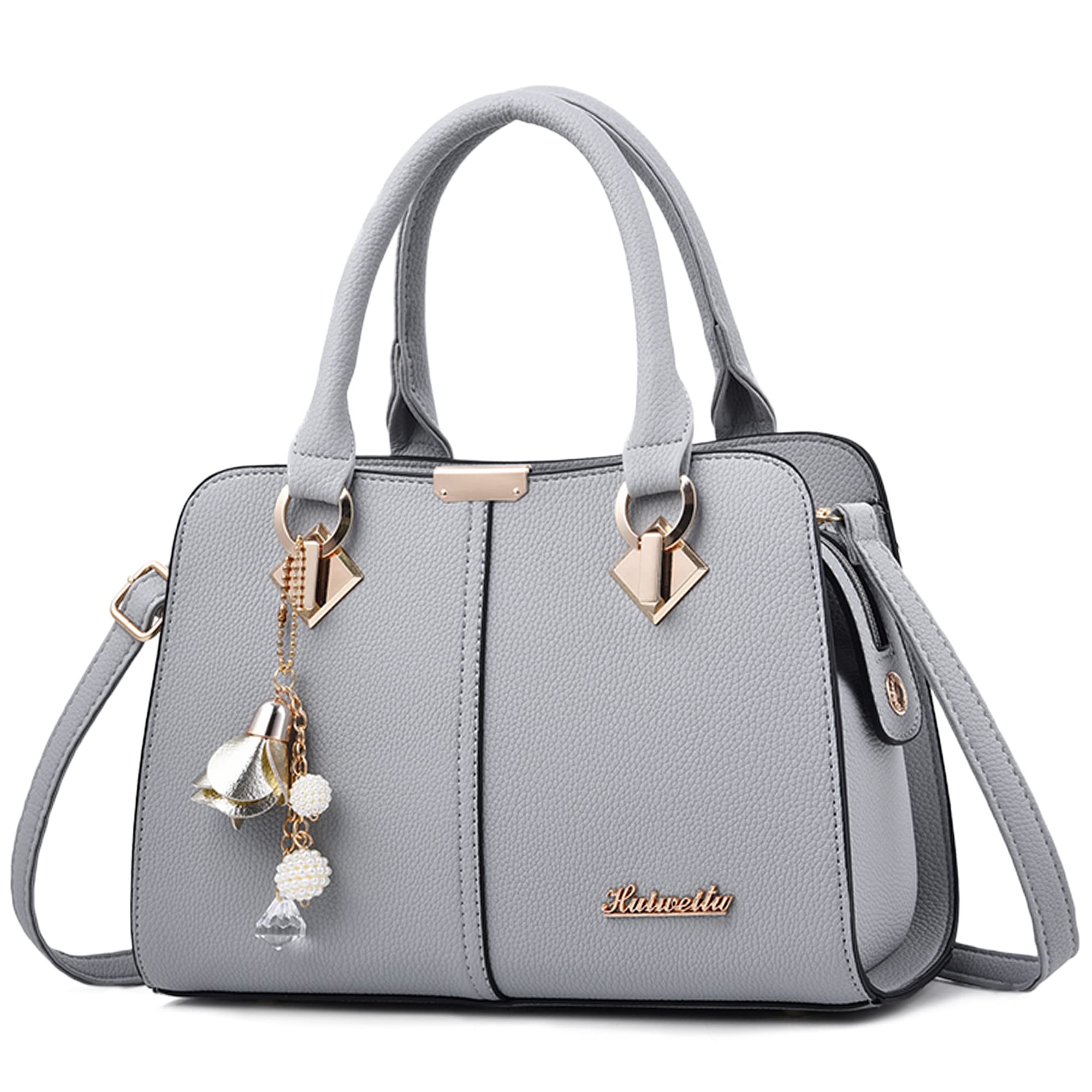 Bolsos para Mujer - Impermeable PU Cuero Múltiples Compartimentos Elegante Colgante Versátil para Trabajo Viajes Shopper Casual Diario Oficina Gris Elefante