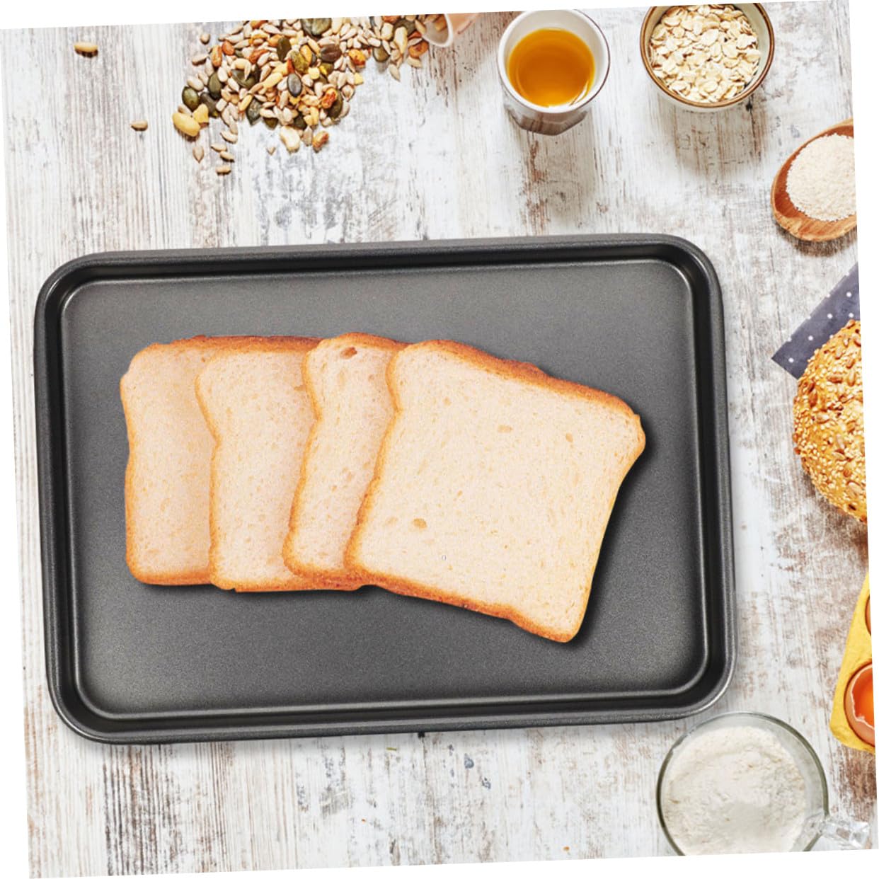 2 piezas Bandejas para Horno al Antiadherentes Rectangulares Pequeñas para Hornear Pasteles y Pan Fáciles de Limpiar y Resistentes