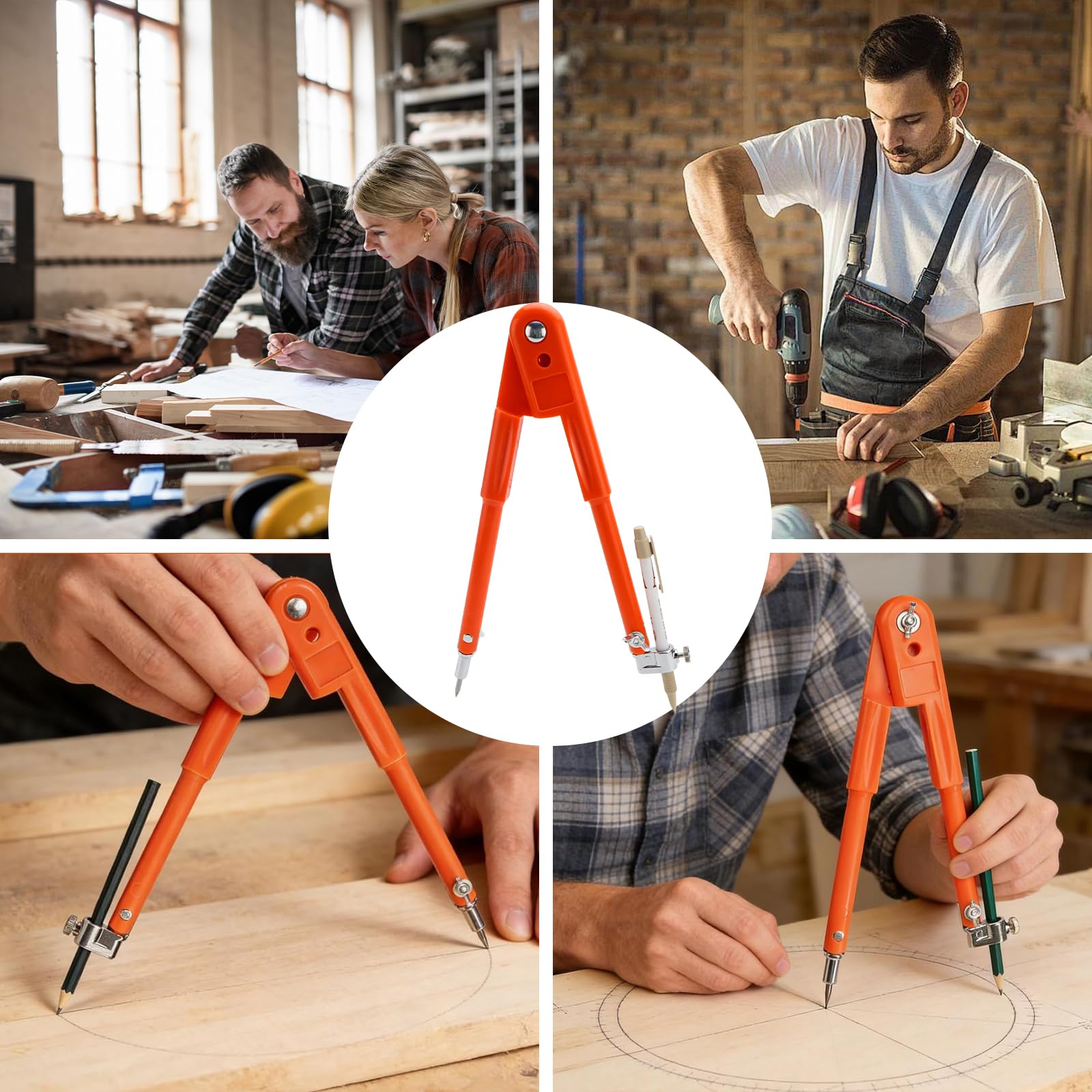 Compasso con ruota di bloccaggio e portapenne, Compasso a regolazione rapida, grande, 450 mm, per lavorazione dei metalli, disegno geometrie, lavorazione del legno, fai da te