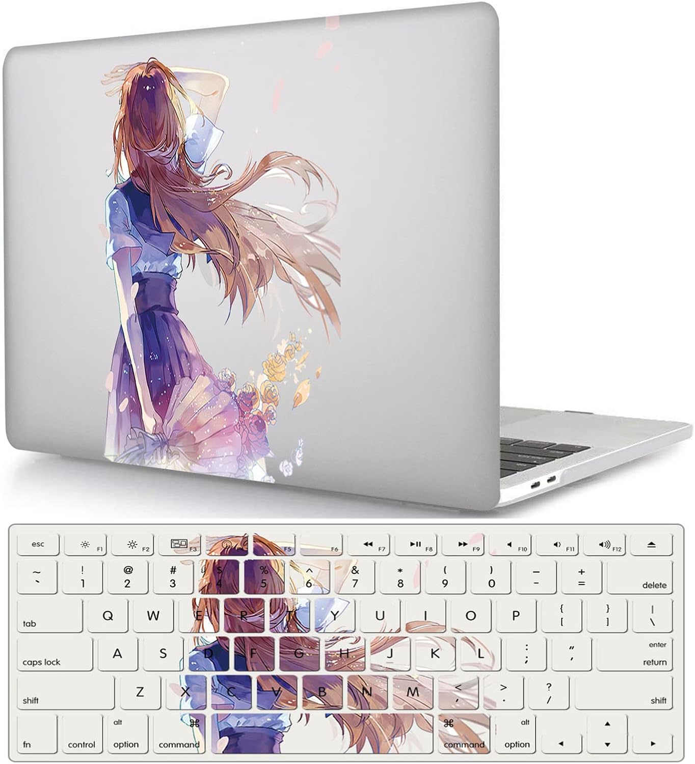 MacBook Air 13 Inch Case 2020-2018, Retina Display & Touch ID, Plastic Hard Shell & Keyboard Cover Skin - Pretty Girl