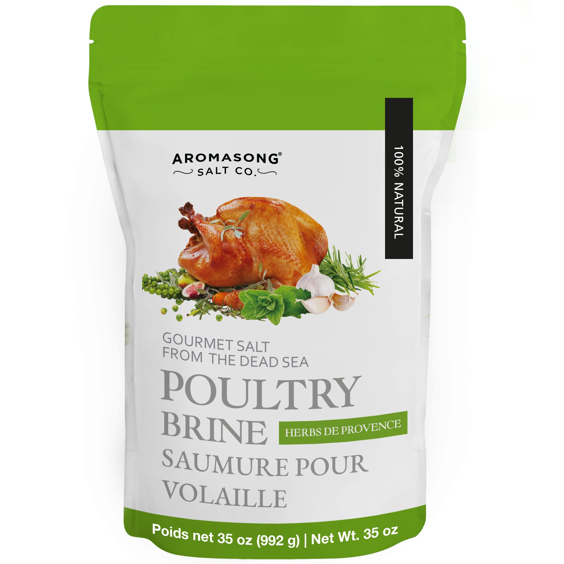 Aromasong Turkey Brine - 100% Natural - 2 LB - For Wet & Dry Brining. (Herbs De Provence seasoning) for Whole, Smoked, Oven-Roasted or Fried Turkey - Made in USA