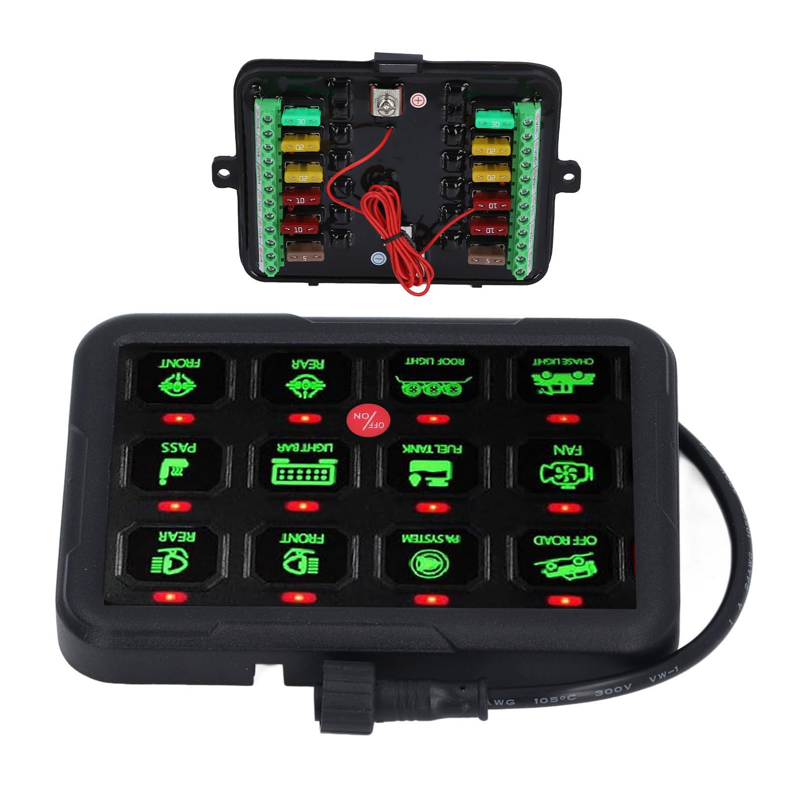 12 Przycisków Panel Przełącznika, 12 Panel Gange Panelu Momentu Przekaźnikowego Przekaźnika System Przekaźnika Offroad Light Pasel dla łodzi Samochodowej, Wielofunkcyjny