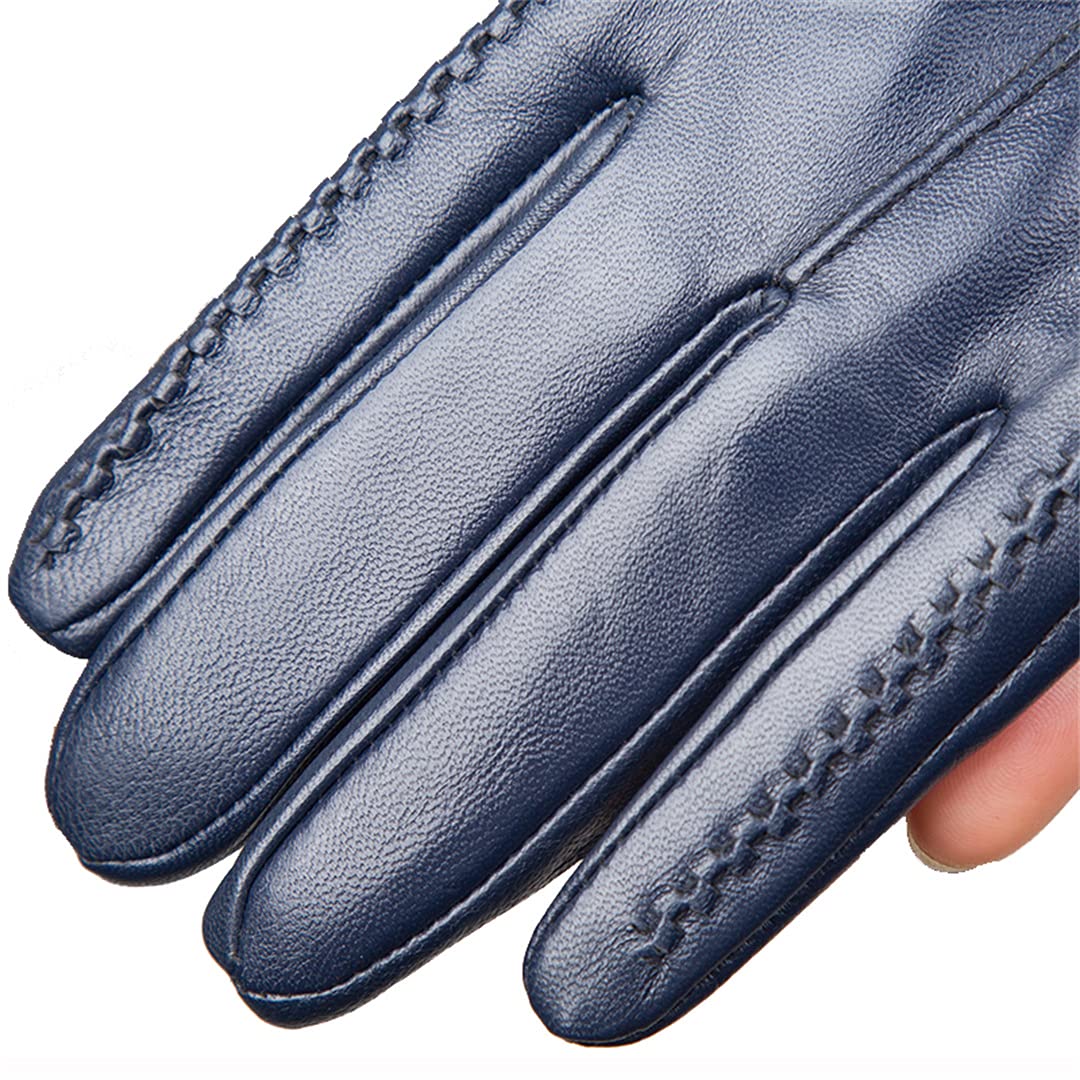 KMMBBTY Guanti lunghi da donna in pelle da 50 cm Guanti da guida invernali in pelle da esterno con fodera in caldo pile