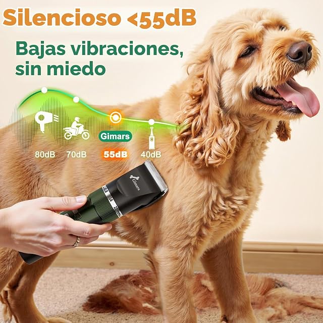 Foto 4 de 8 de Gimars Cortapelos para Perros 4 en 1 a 7000 RPM con Cuchilla de Repuesto, Inalámbrico y Silencioso 55 dB
