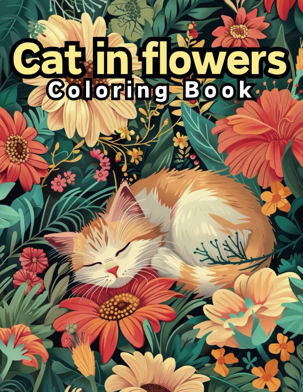 Cat in Flower Coloring Book
