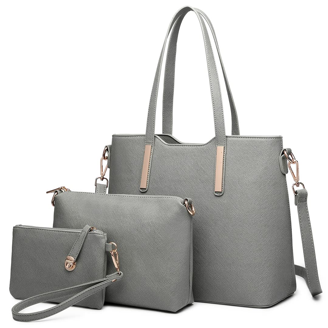 Miss Lulu Handbag Ladies Shopper Shoulder Bag Large Tote Bag Tote for School Shopping Travel PU Leather 3 Piece Set