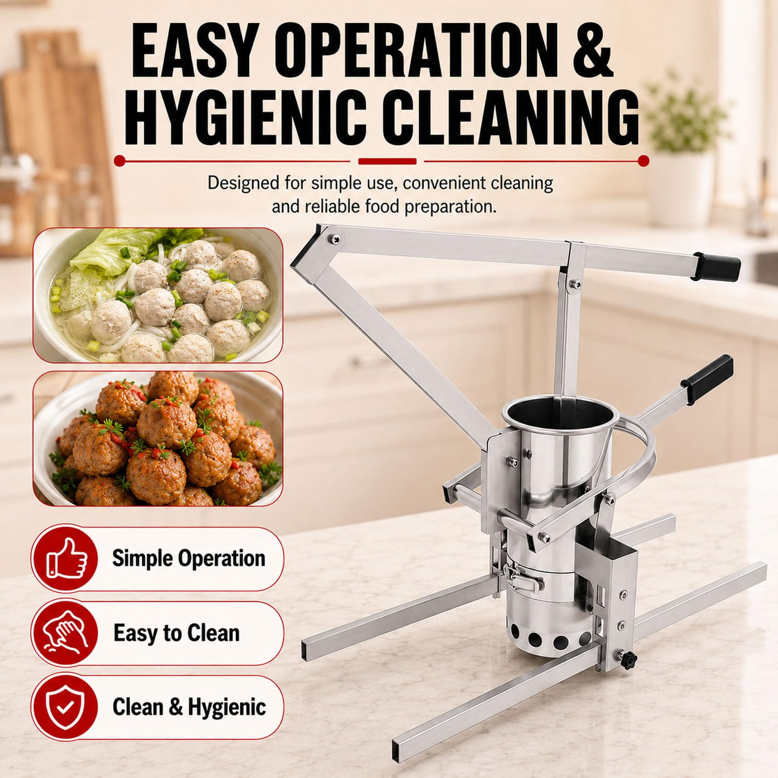 Prensa de acero inoxidable para albóndigas de carne y pescado 16cm/6in-A