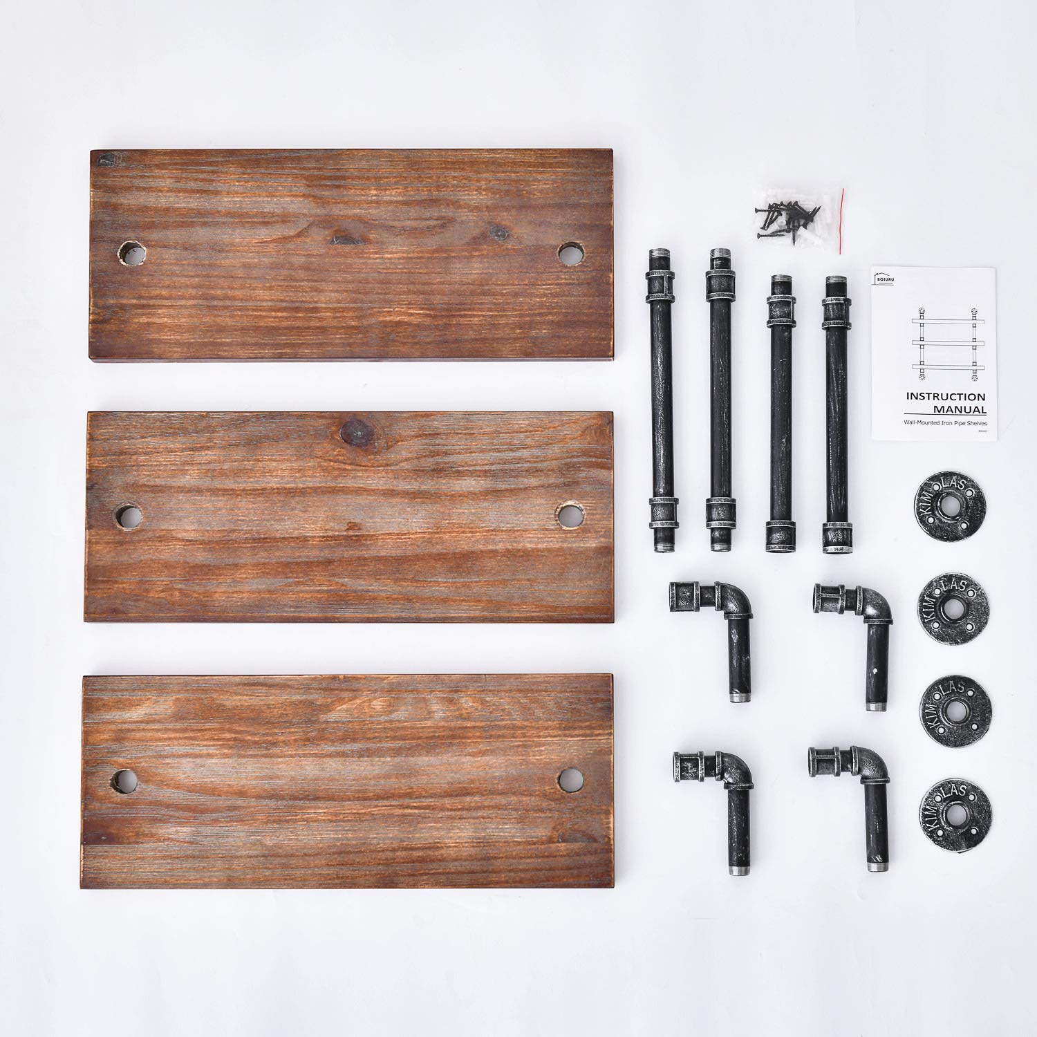 Industrial Pipe Shelving Rustic Wood Floating Shelves 3 Tiers Modern