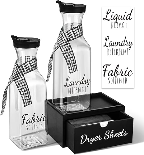 Miniatura 8 de GMISUN - Juego de soporte para hojas de secadora y dispensador de detergente para la organización de la lavandería, dispensador de jabón y