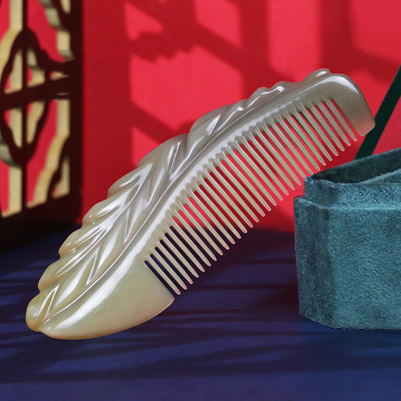 U/D Peines para El Cabello, Peine De Masaje Desenredante Antiestático para Cabello Y Barba, Mini Peine De Bolsillo Portátil Peine De Cuerno De Buey Hecho A Mano, Sin Mango,Natural,C