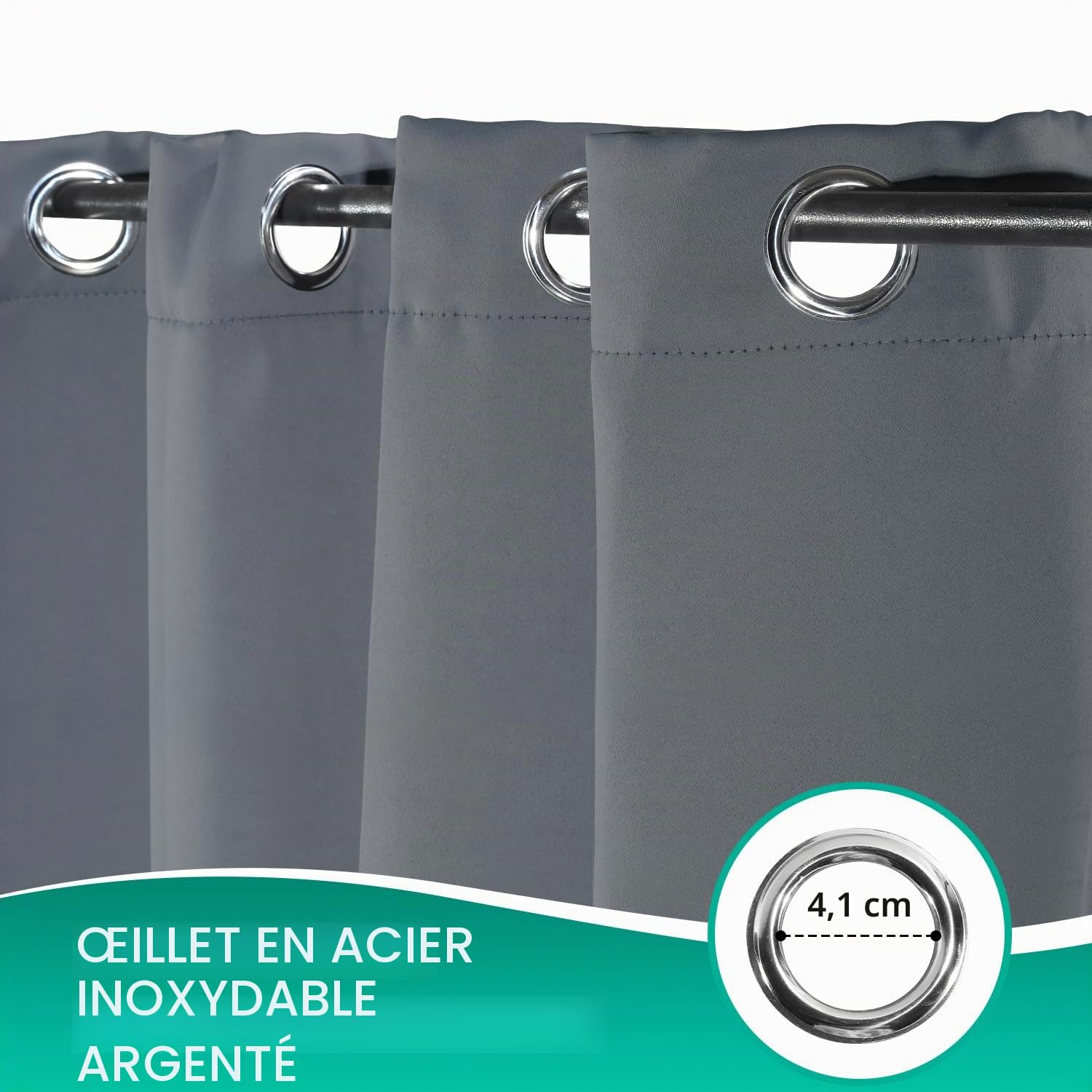 Lot de 2 rideaux d'extérieur opaques et imperméables avec œillets - 213 x 254 cm (H x l) - Résistant aux intempéries - Brise-vue - Protection solaire - Pour jardin, terrasse, balcon, pavillon