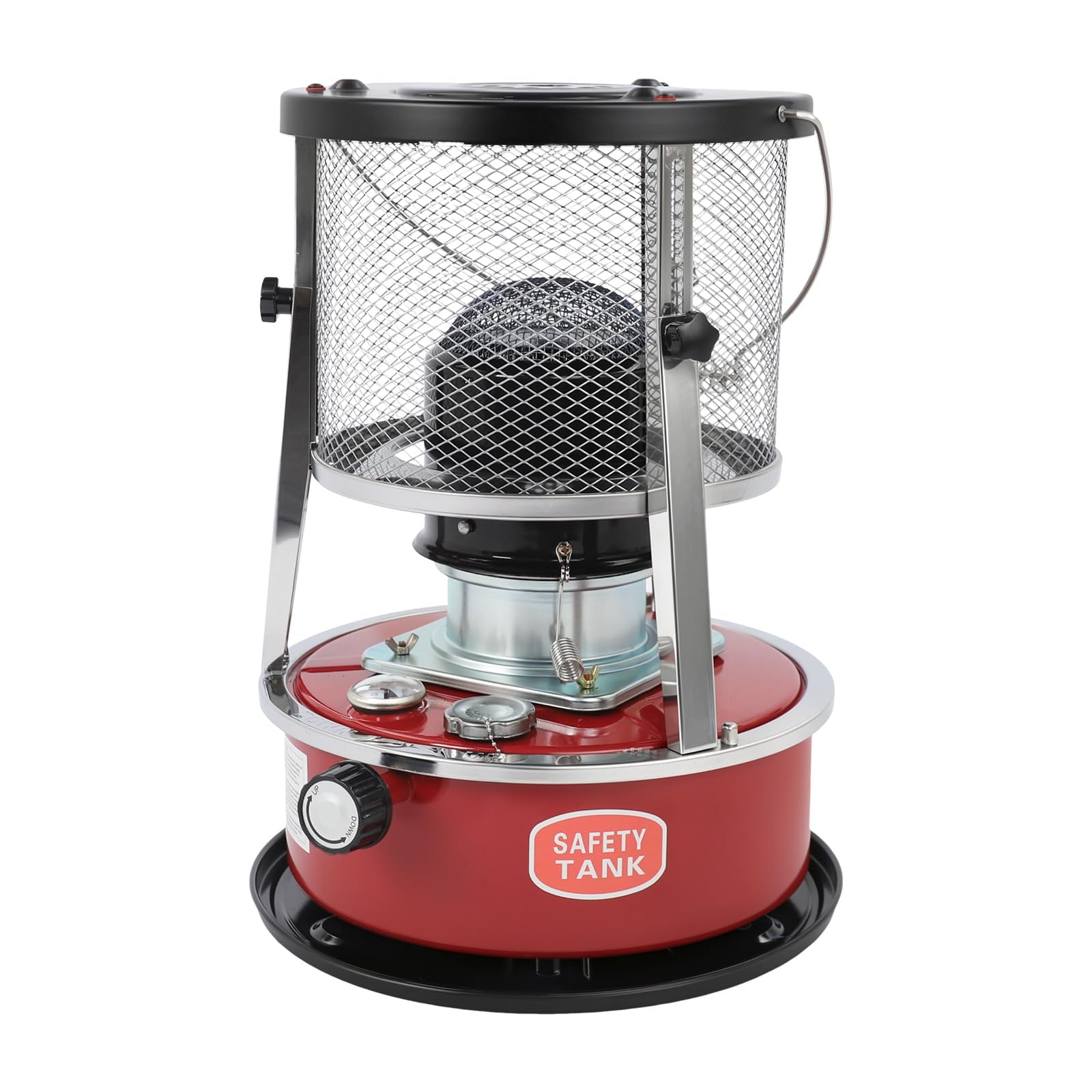 Petroleumheizer 8000 BTU,Tragbarer Heizstrahler für Draußen Camping, Garage | Angeln & Garten – Bis zu 18h Heizdauer, Höhenverstellbar, Ohne Strom - 5,2L Tank, Rot