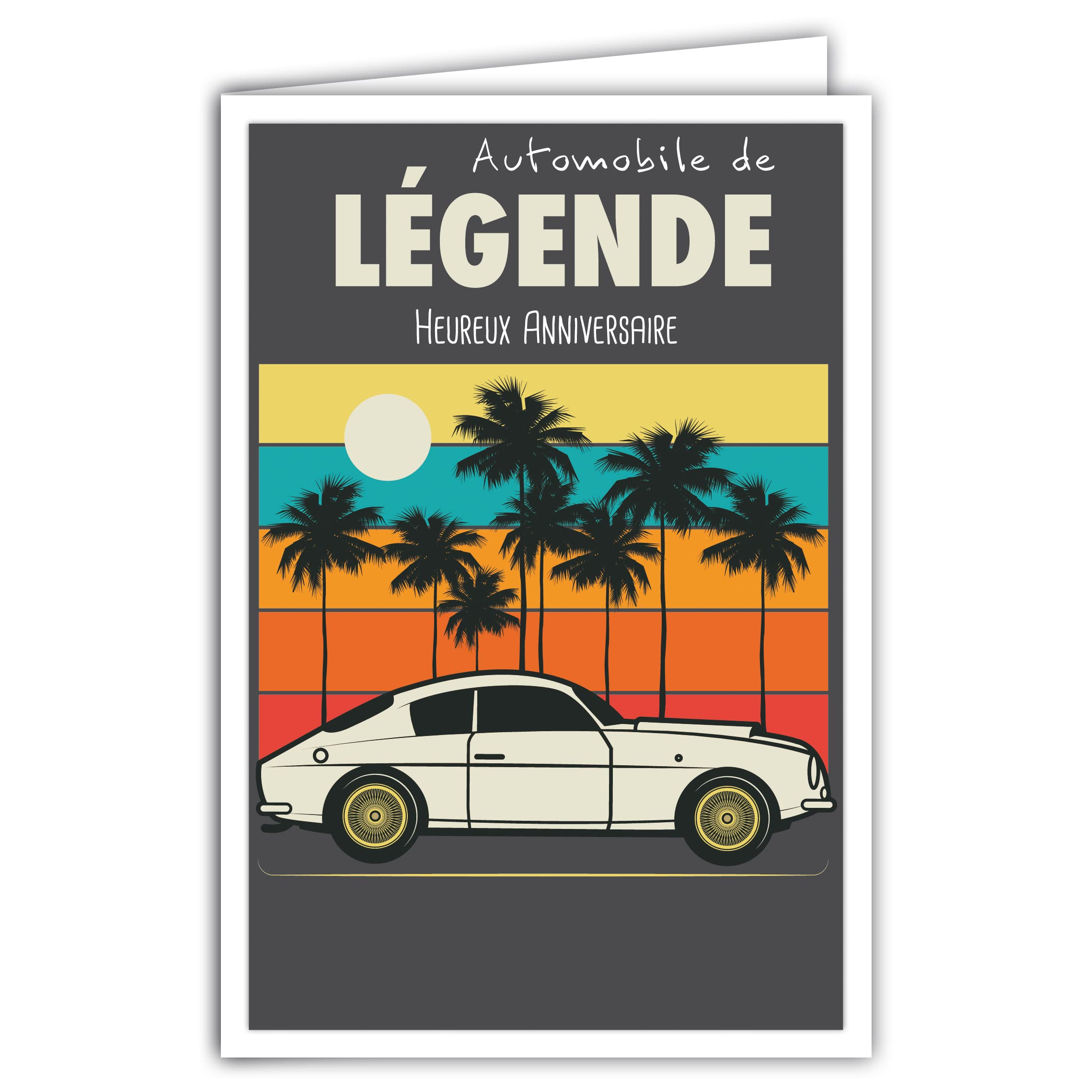 Afie 69-4321 Happy Birthday Card with Envelope - Mini Poster 17 x 11.5 cm - Retro Vintage Palm Trees