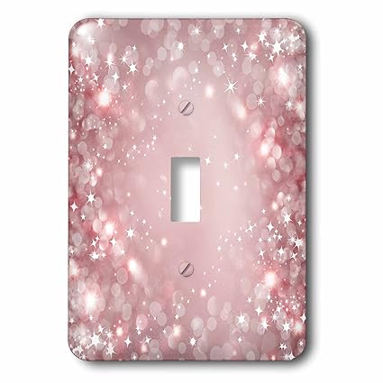 3dRose lsp_222283_1 White and Pink Sparkle Bokeh With Stars Single Toggle Switch,