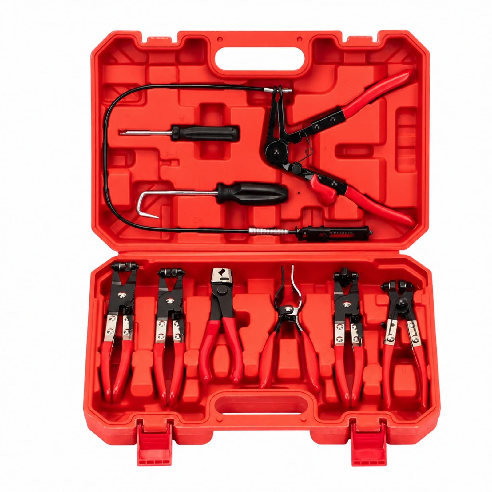 predolo 9 Pezzi Set di Pinze per Fascette | Alta Resistenza, Pinze per Fascette Stringitubo con Valigetta, Utensili, Officina, Meccanici