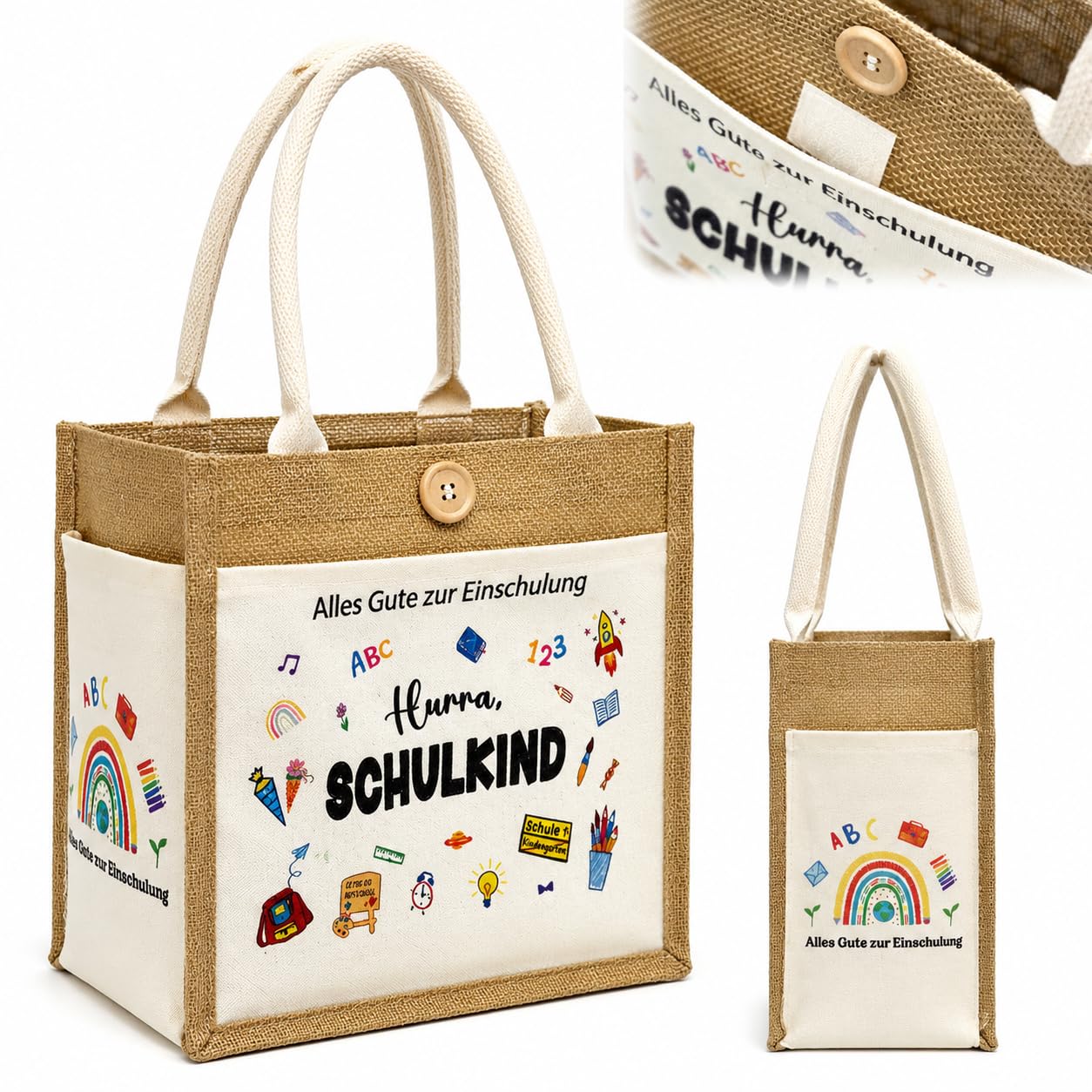 MooDvsaWw Personalisierte Jutetaschen für Jungen und Mädchen – ideal als Geschenk zur Einschulung, für den Schulanfang und den ersten Schultag