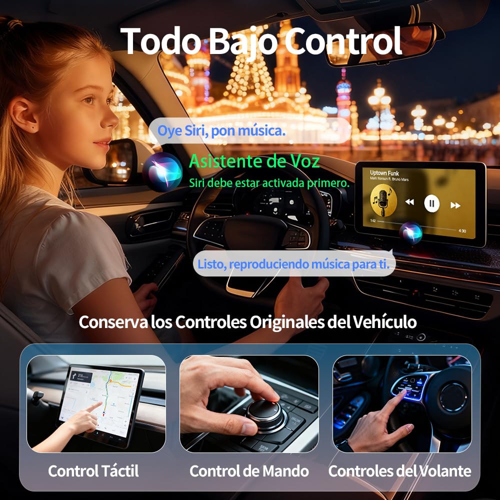 Adaptador CarPlay Inalámbrico, para Coches con CarPlay & Android Auto, Car Play Inalambrico para iPhone iOS 10+ & Android 11+, Compacto y Estable Doble Núcleo WLAN a 5.8 GHz Bluetooth Wireless Adapter