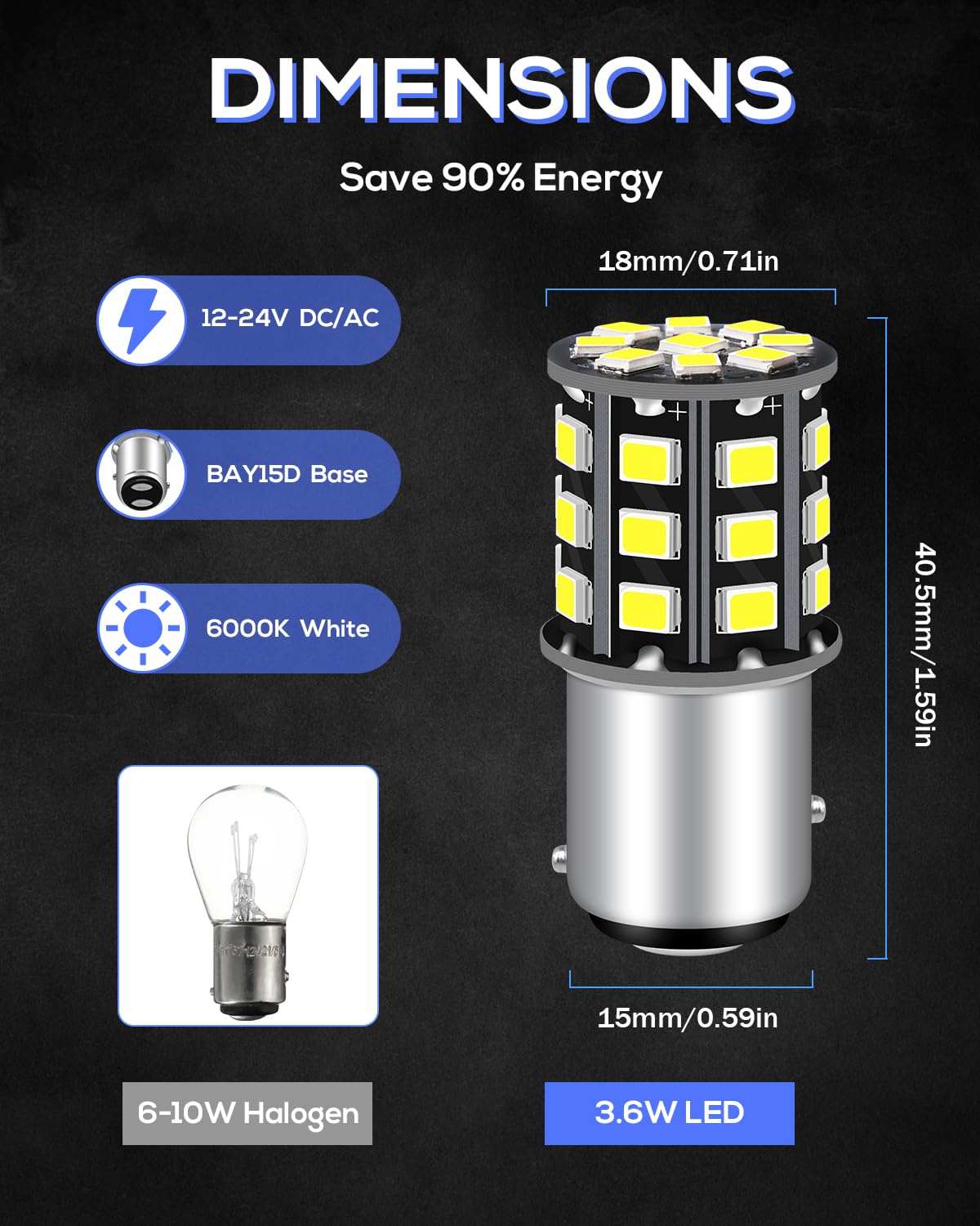 Lampadine LED 1157 Bay15d P21/5W - Bianco Freddo 6000K Per Luci Stop E Parcheggio Auto (2 Pezzi) - Foto 11