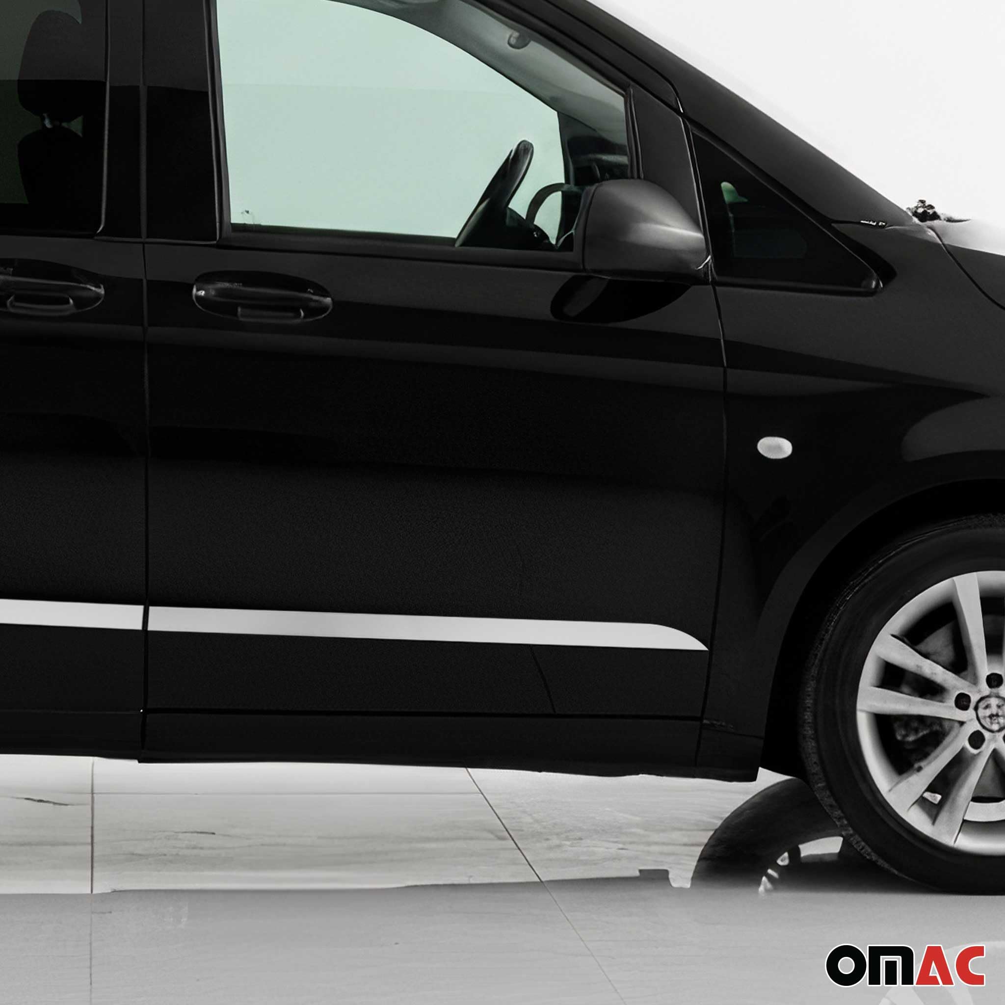 OMAC Seitentürleiste Türschutz Compatible con Mercedes Vito 2014-2026 L3 Langer Schiebetür Cromado
